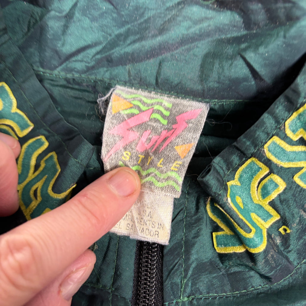 Vintage 90s Surf Style 1/4 Zip Jacket Men's XL Green Iridescent Daytona Windbreaker