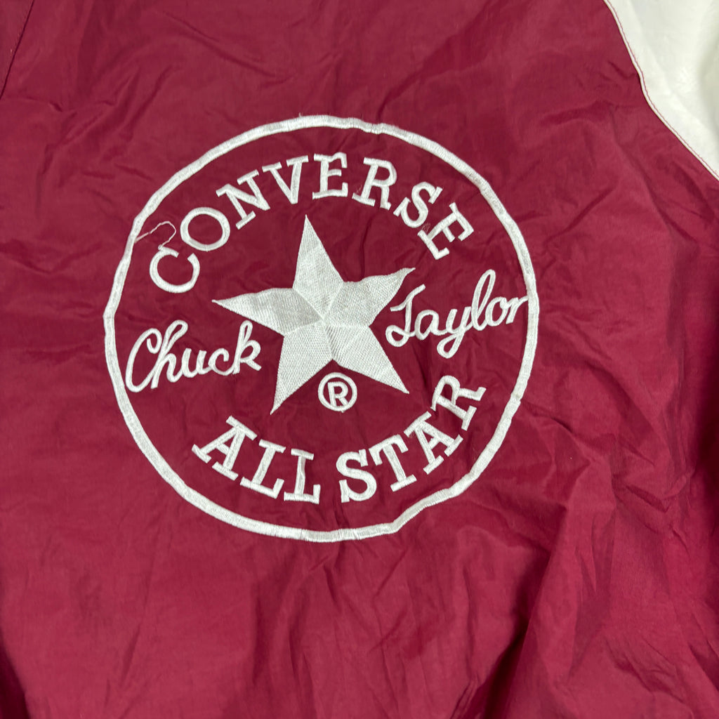 Vintage 90s Converse Chuck Taylor Jacket Men's L Maroon Red White Boxy Windbreker
