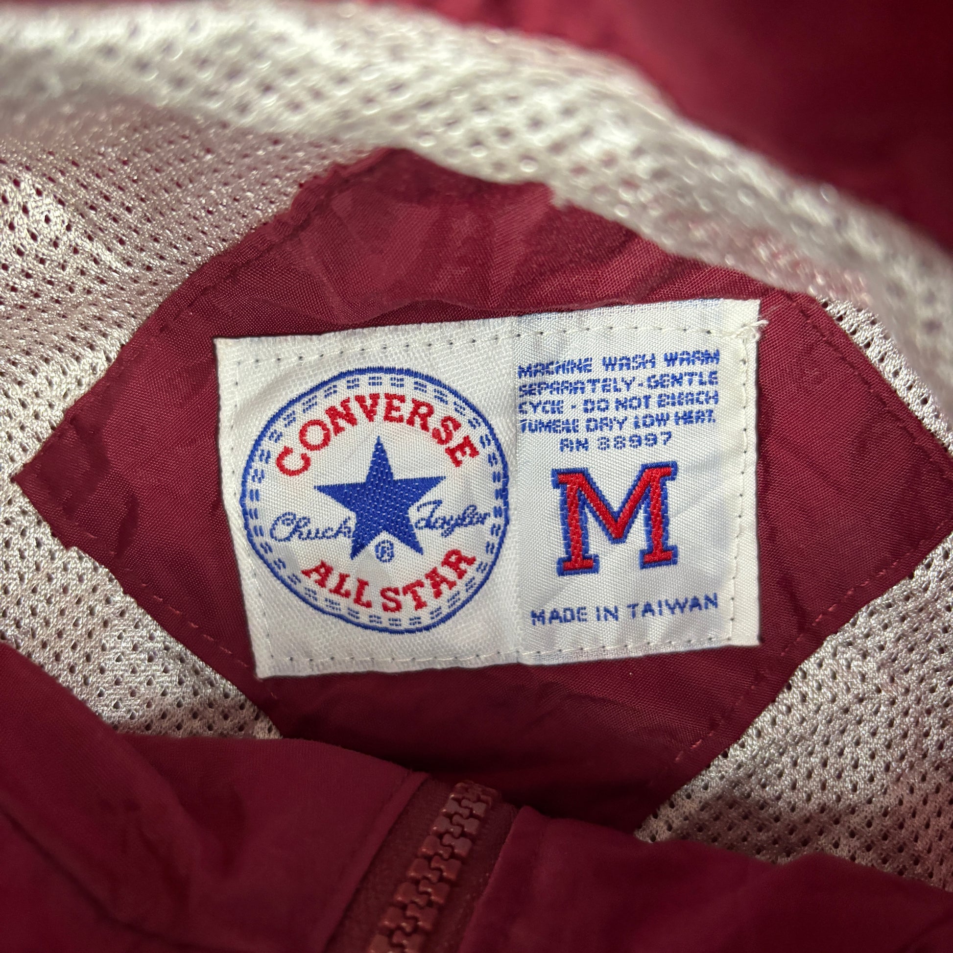 Vintage 90s Converse Chuck Taylor Jacket Men's L Maroon Red White Boxy Windbreker
