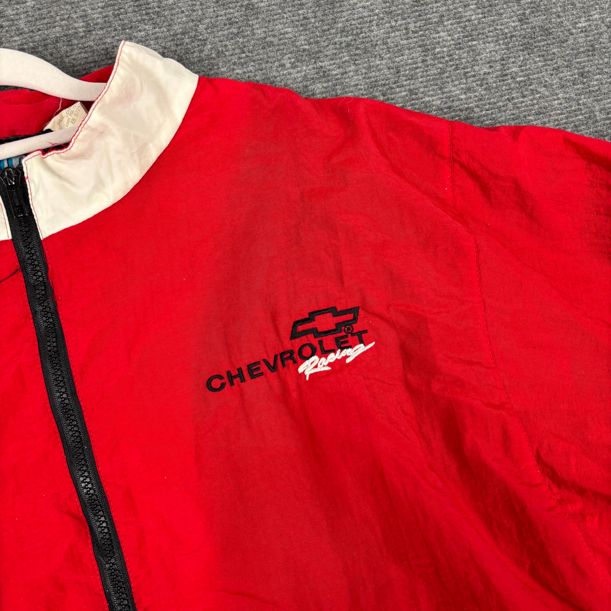 Vintage 90s Chevrolet Jacket Men's M Red Black Racing Windbreaker