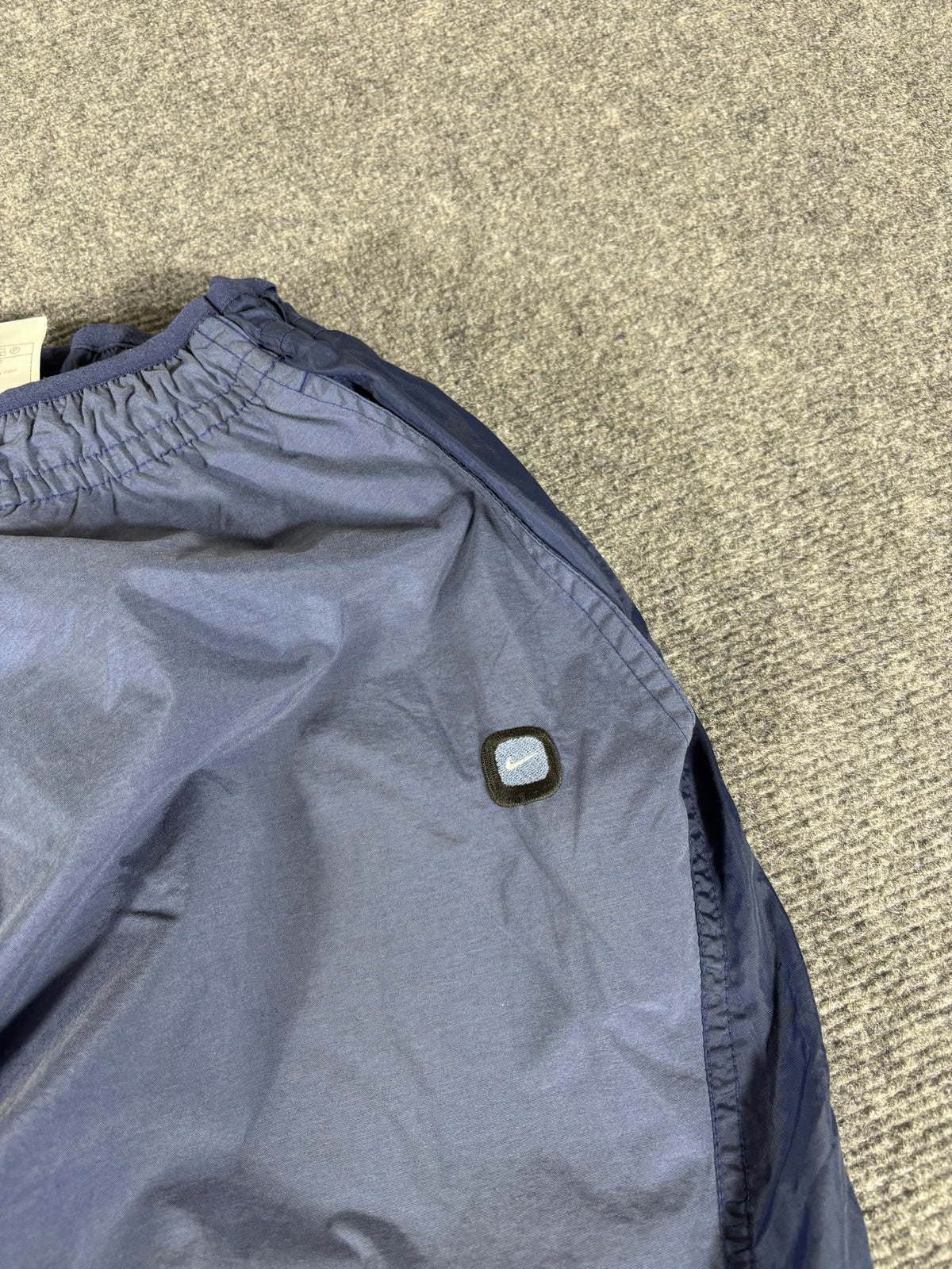 Vintage Y2K Nike Track Pants Size XL Blue Grey Badge Logo Hiking Wide Leg Bungee Tie