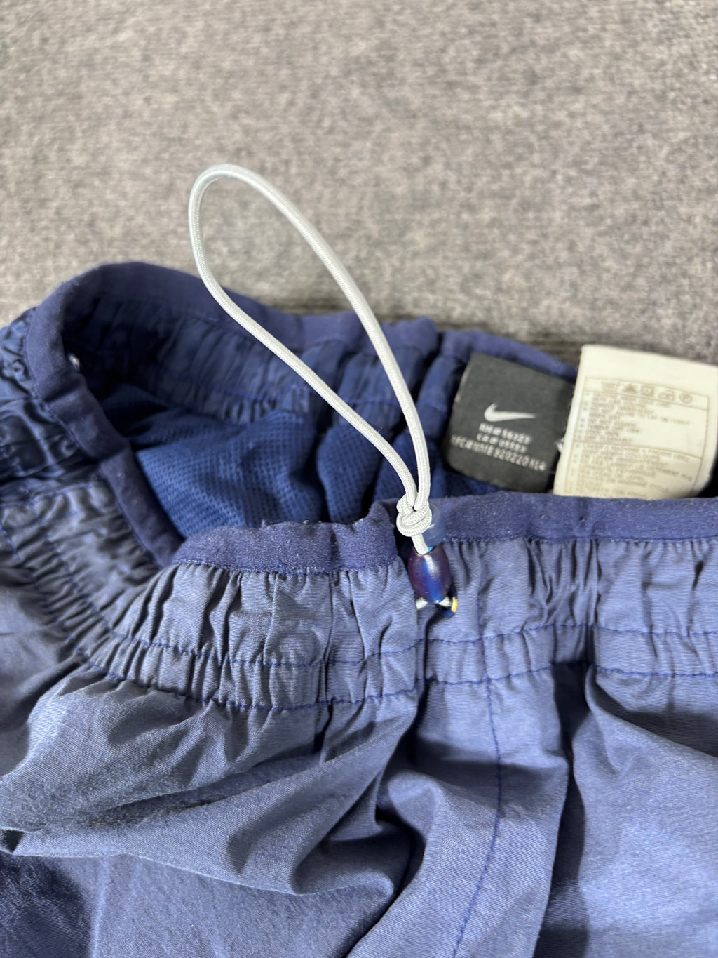 Vintage Y2K Nike Track Pants Size XL Blue Grey Badge Logo Hiking Wide Leg Bungee Tie