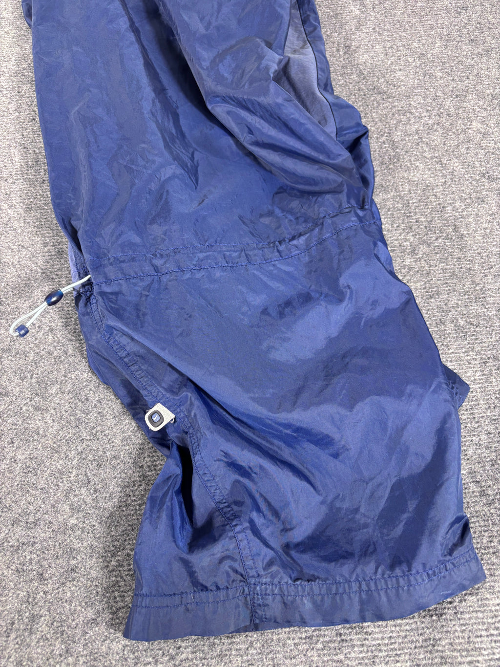 Vintage Y2K Nike Track Pants Size XL Blue Grey Badge Logo Hiking Wide Leg Bungee Tie