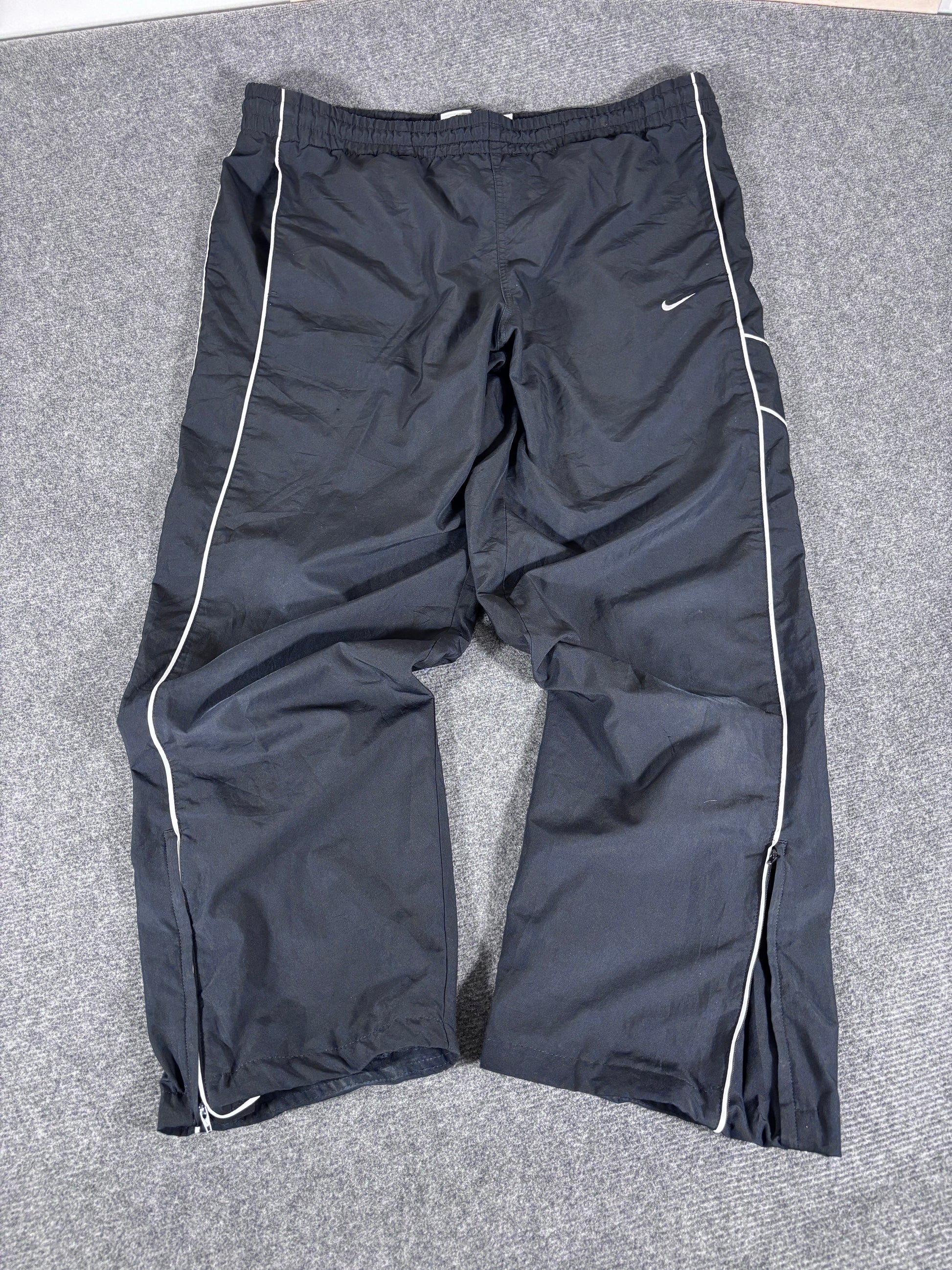 Vintage Y2K Nike Track Pants Size XL Black White Piping Swoosh Wide Leg Classic