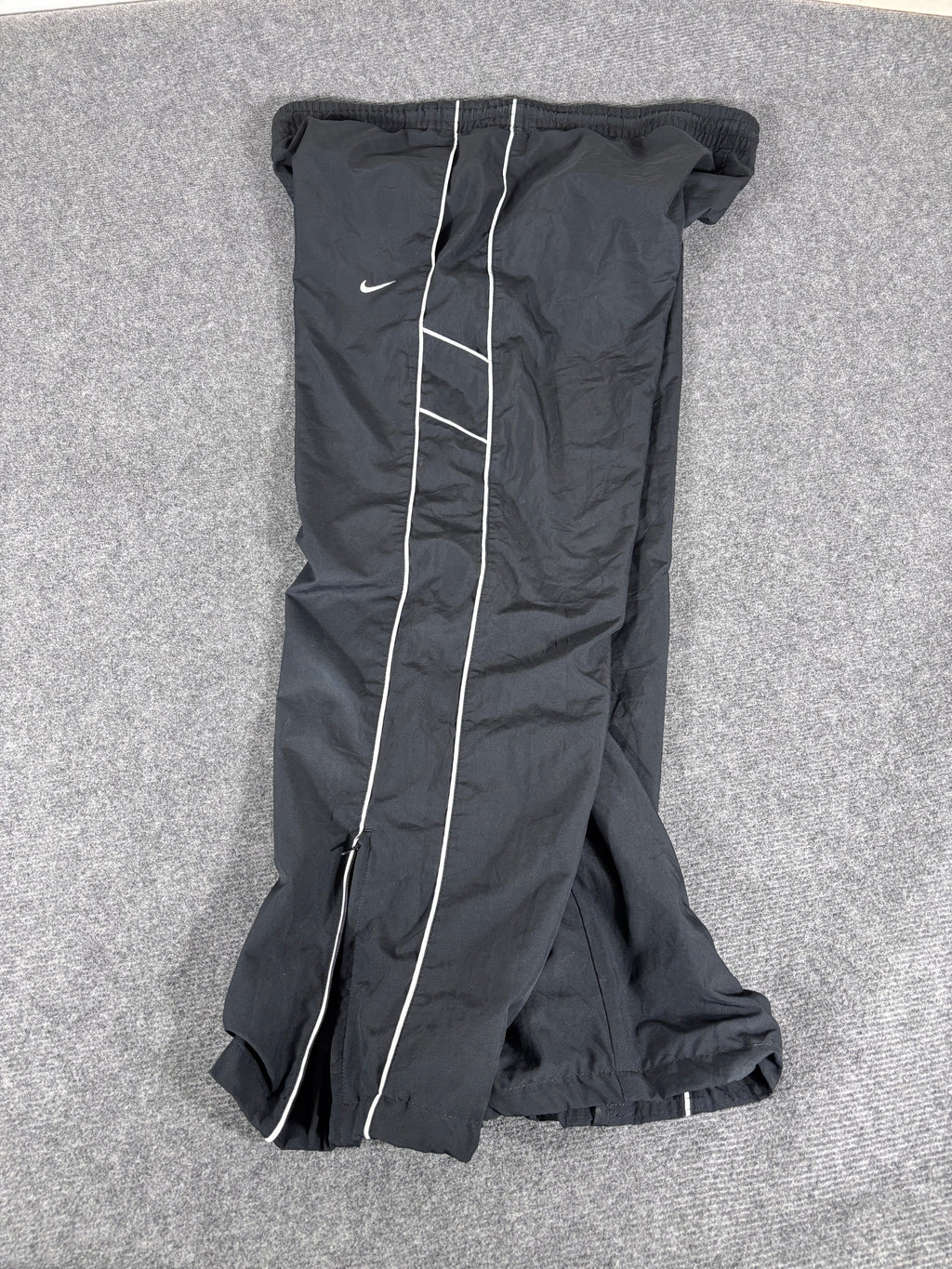 Vintage Y2K Nike Track Pants Size XL Black White Piping Swoosh Wide Leg Classic