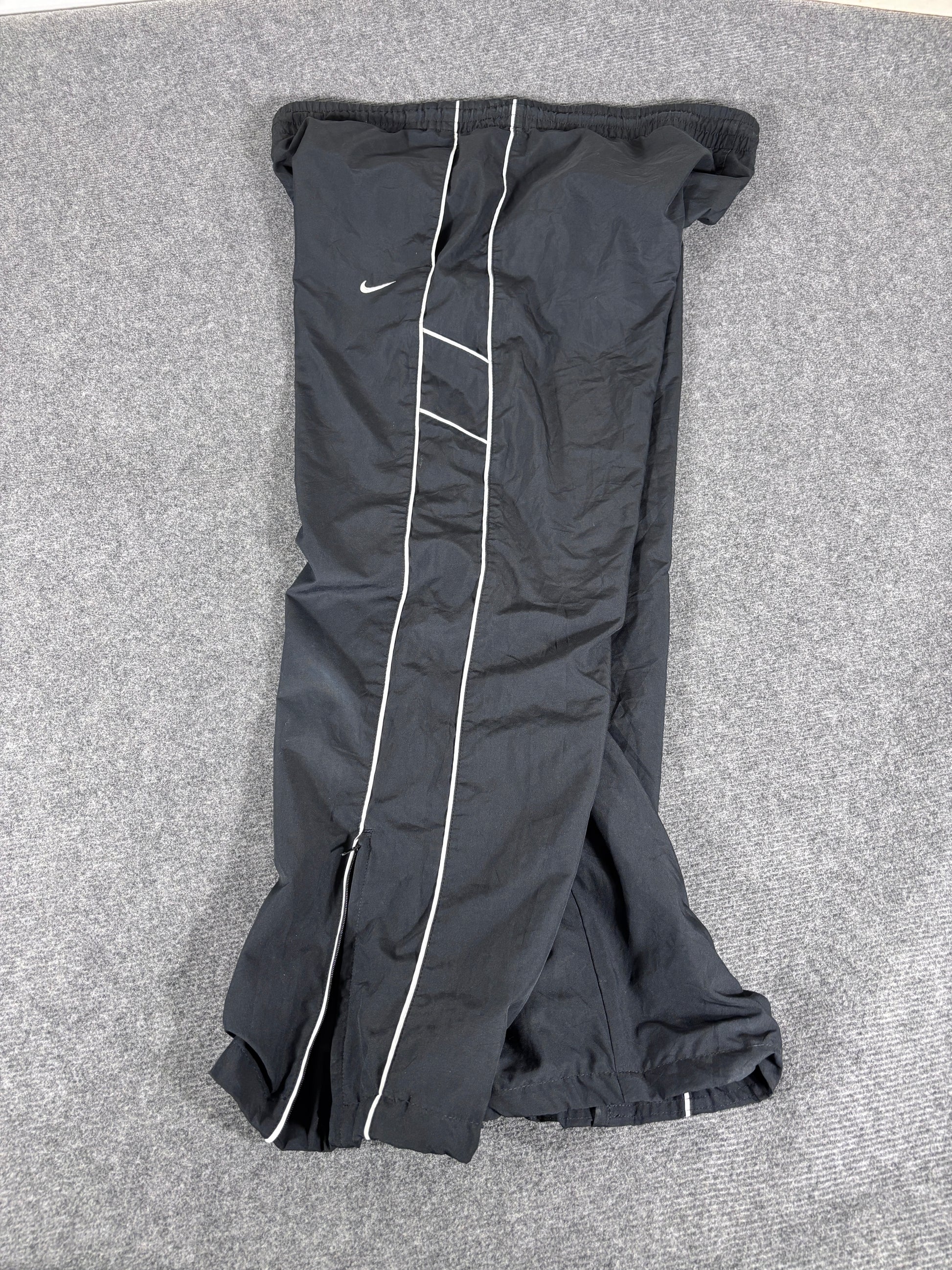 Vintage Y2K Nike Track Pants Size XL Black White Piping Swoosh Wide Leg Classic