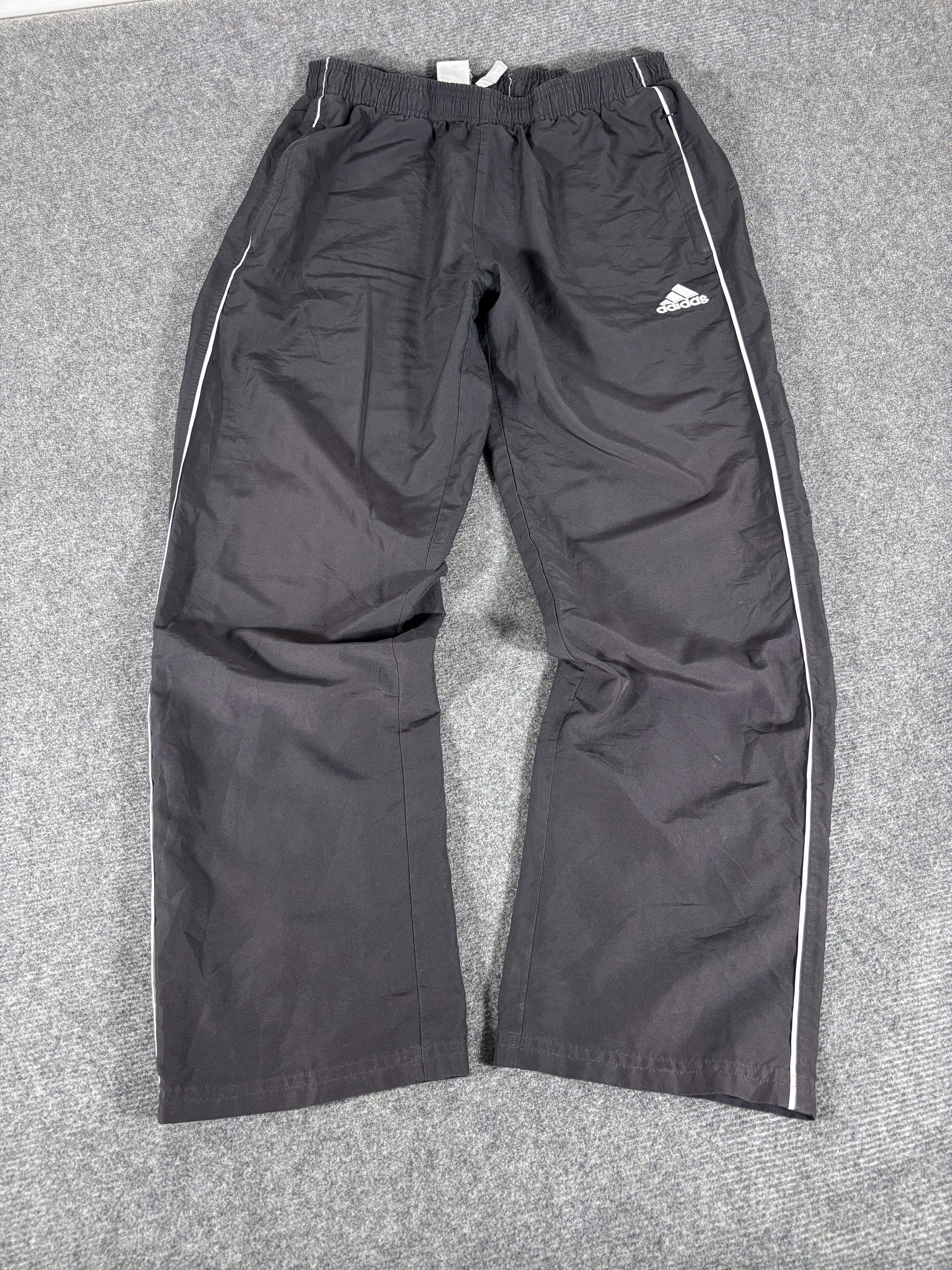 Vintage Y2K Adidas Track Pants Size L Black White Piping Hip Logo Wide Leg