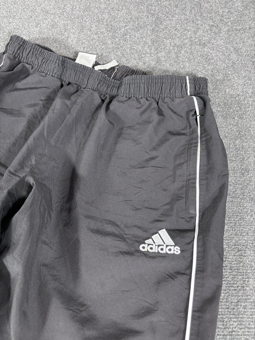 Vintage Y2K Adidas Track Pants Size L Black White Piping Hip Logo Wide Leg