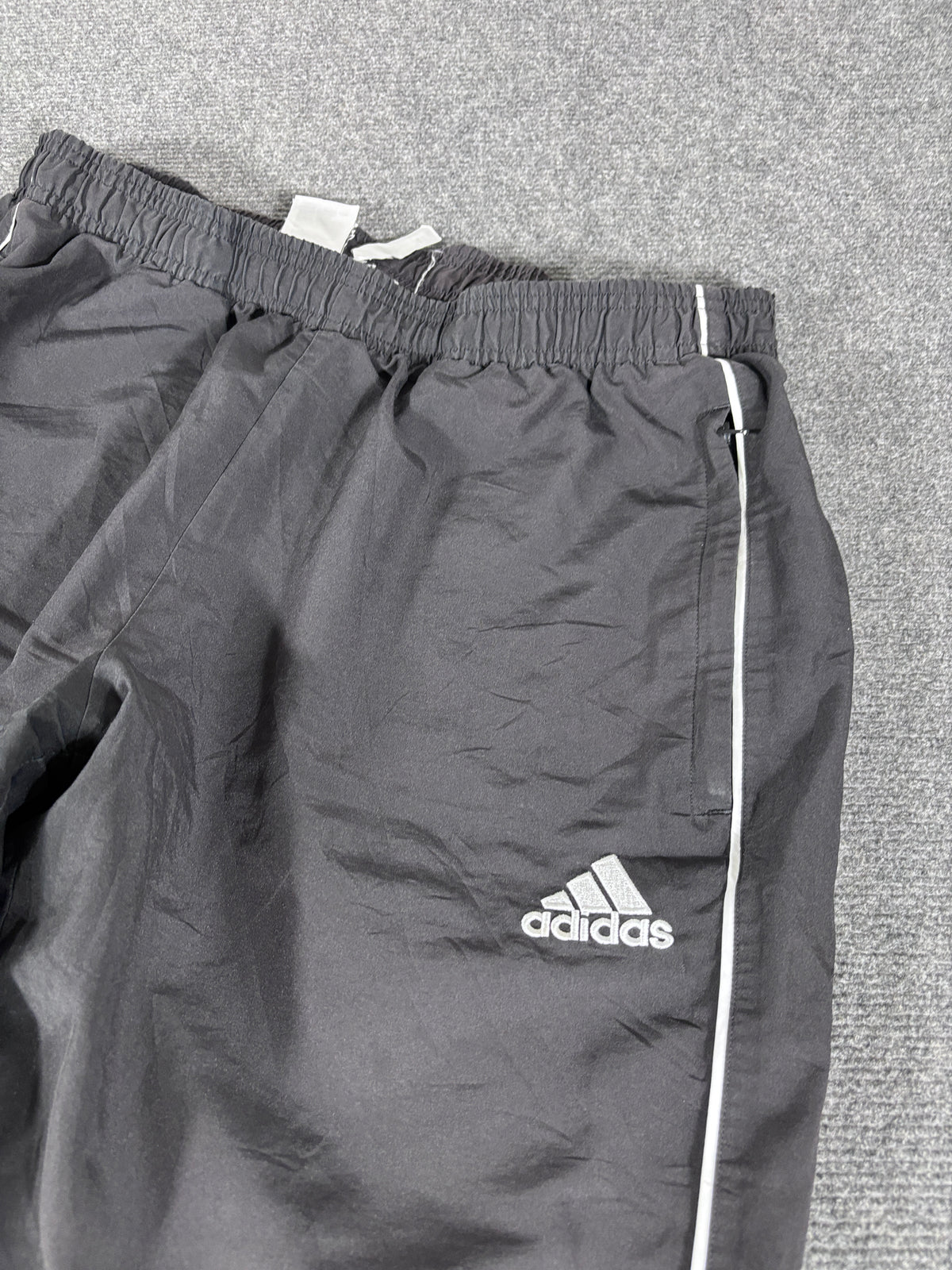 Vintage Y2K Adidas Track Pants Size L Black White Piping Hip Logo Wide Leg