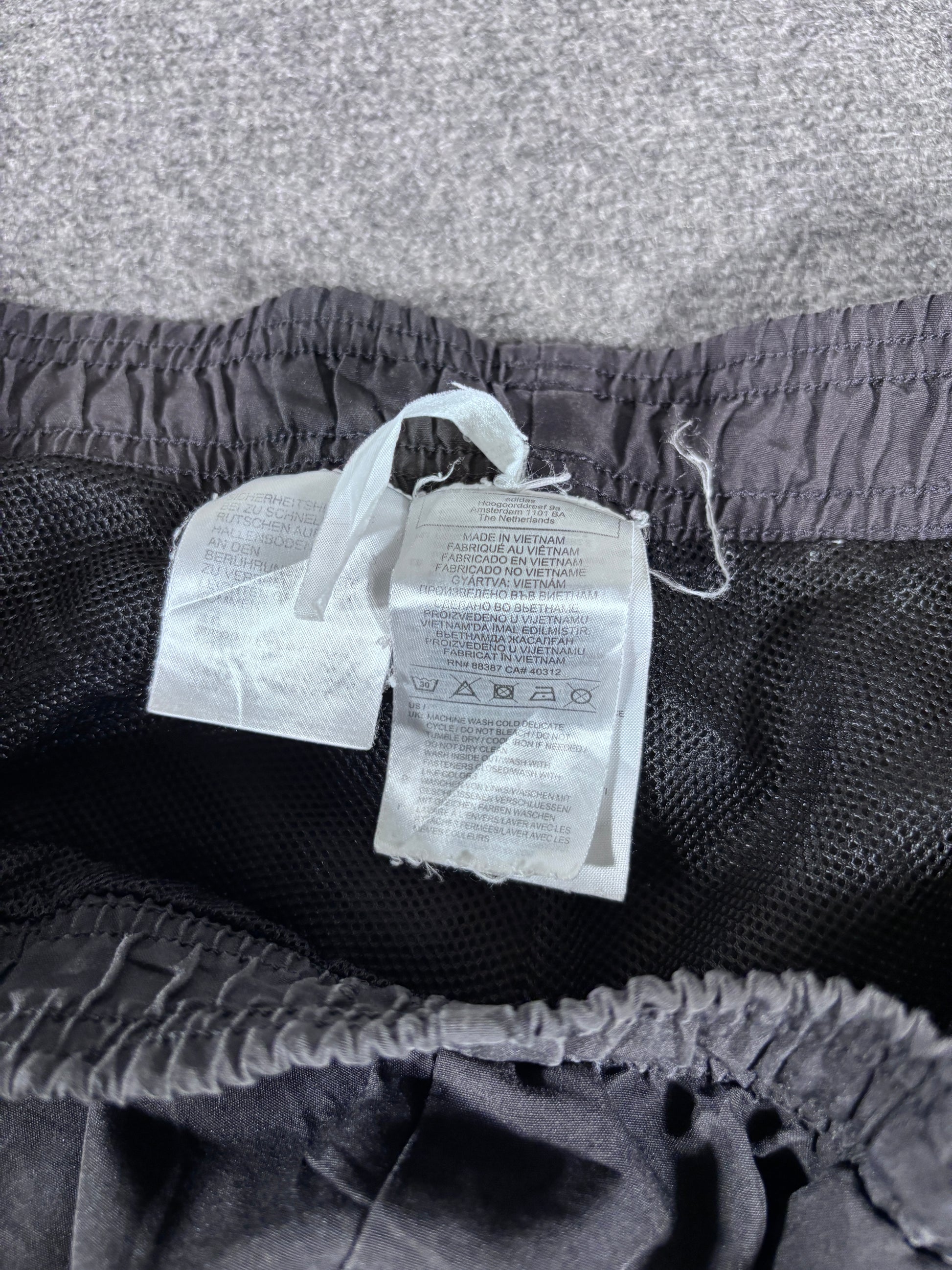 Vintage Y2K Adidas Track Pants Size L Black White Piping Hip Logo Wide Leg