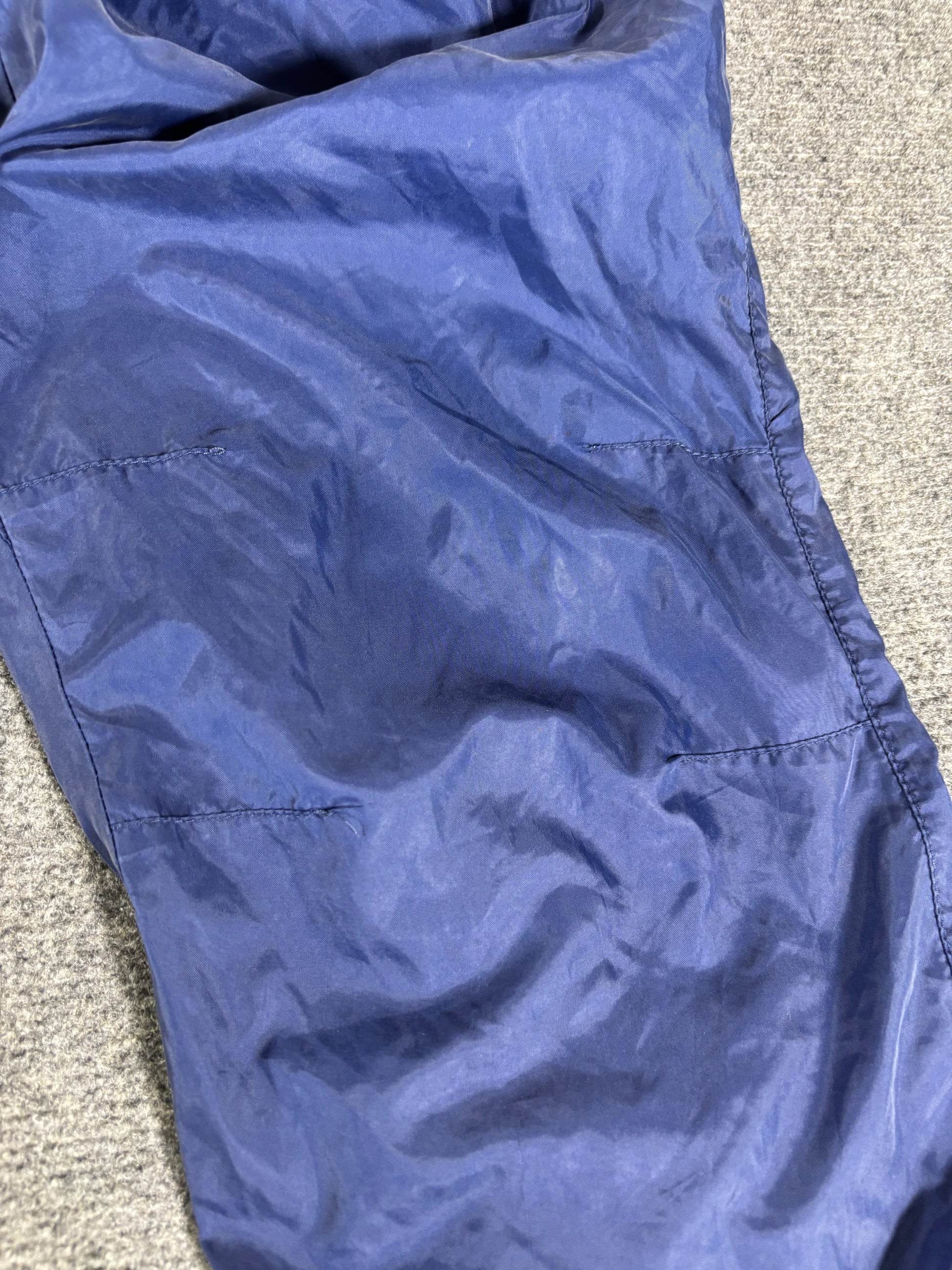 Vintage Y2K Nike Track Pants Size M Navy Blue White Swoosh Double Knee Ankle Zip