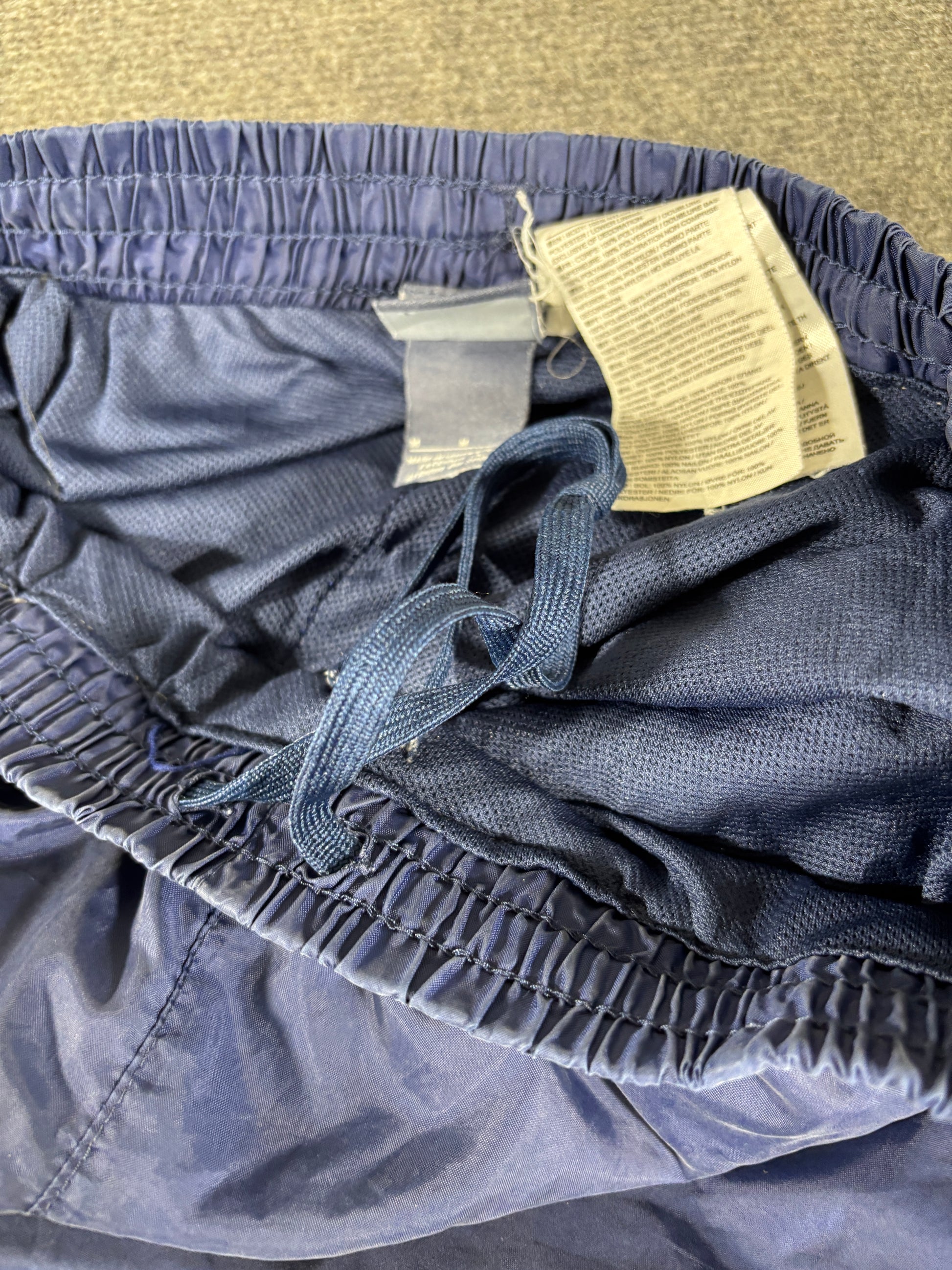 Vintage Y2K Nike Track Pants Size M Navy Blue White Swoosh Double Knee Ankle Zip