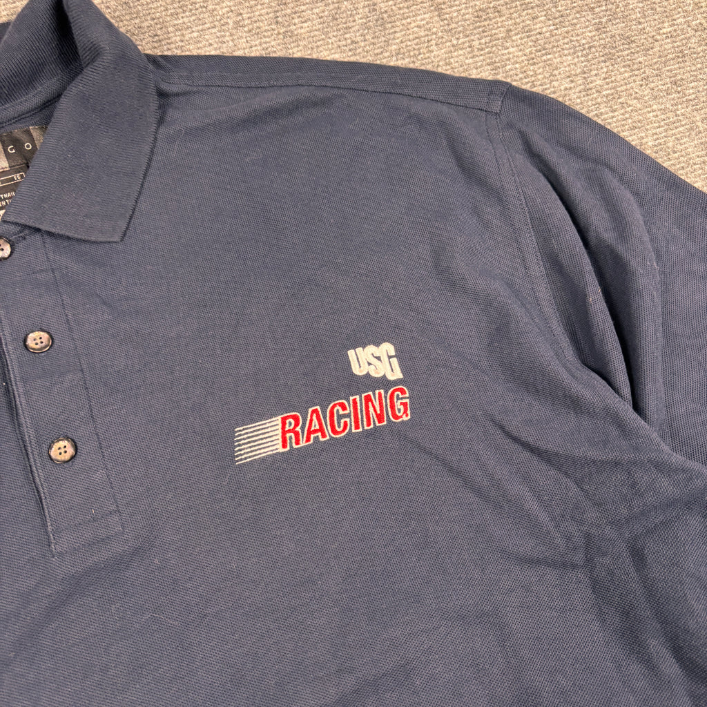Vintage 90's Nike Golf Polo Men's XL Navy USG Racing Logo Dri-Fit Shirt Collared