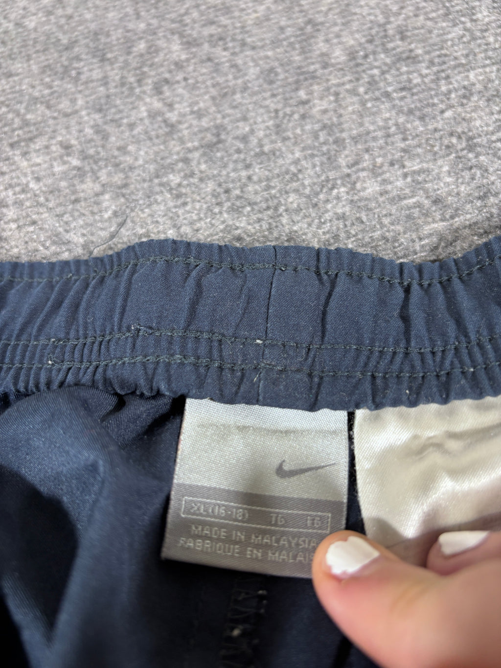 Vintage Y2K Nike Track Pants Size Women's XL Navy White Detail Wide Leg Ankle Slit