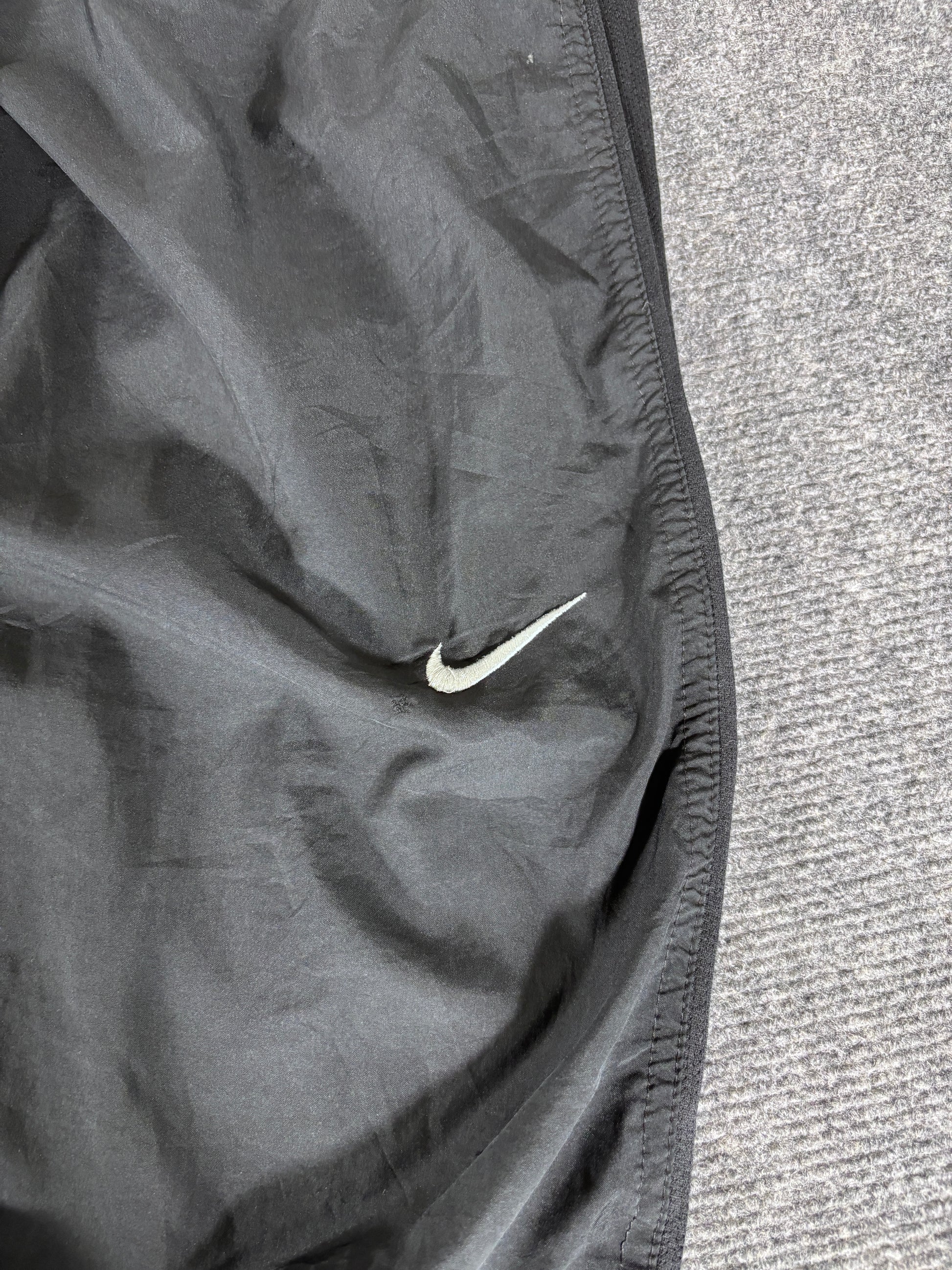 Vintage Y2K Nike Track Pants Size M Black White Swoosh Wide Leg 7/8 Capri Ankle Zip