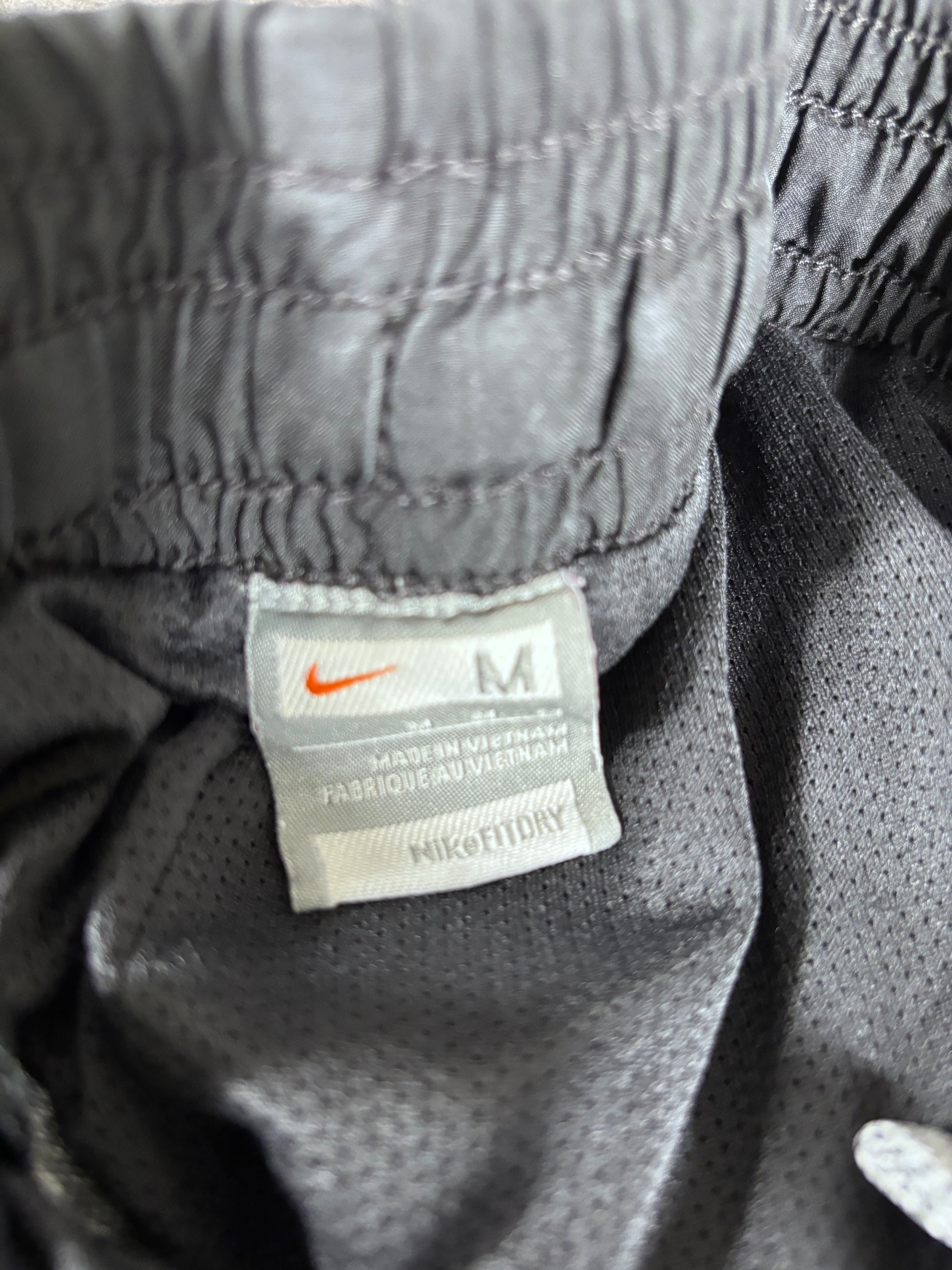 Vintage Y2K Nike Track Pants Size M Black White Swoosh Wide Leg 7/8 Capri Ankle Zip