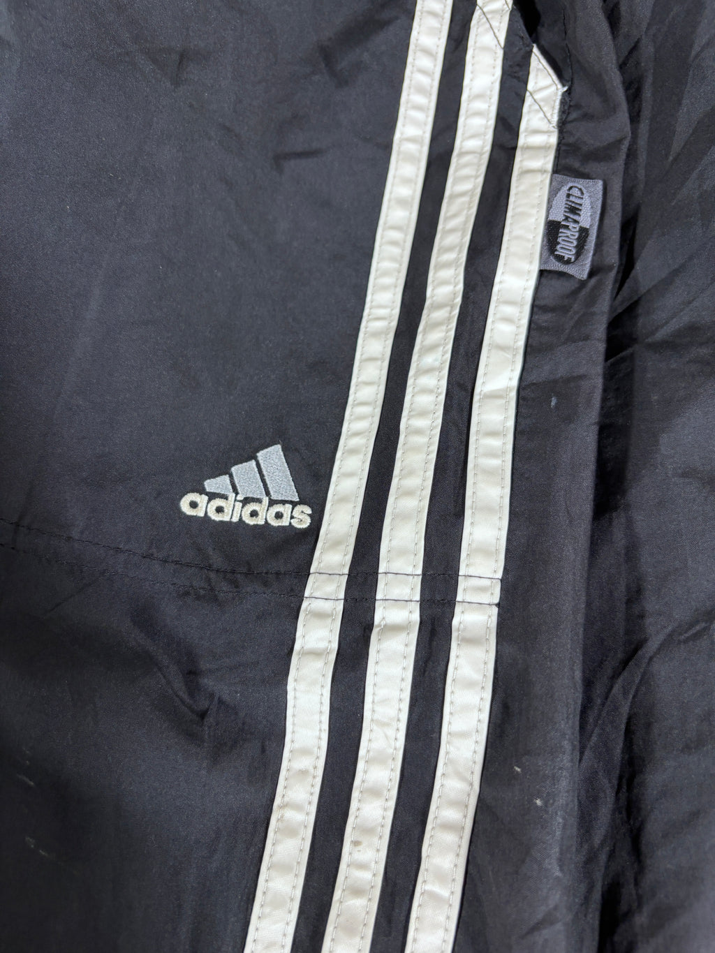 Vintage Y2K Adidas Track Pants Size L Black White 3-Stripes Nylon Windbreakers