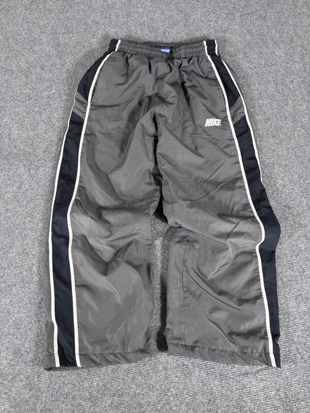 Vintage Nike 3/4 Track Pants Size XS Grey Black Spell Out Side Detail Windbreakers