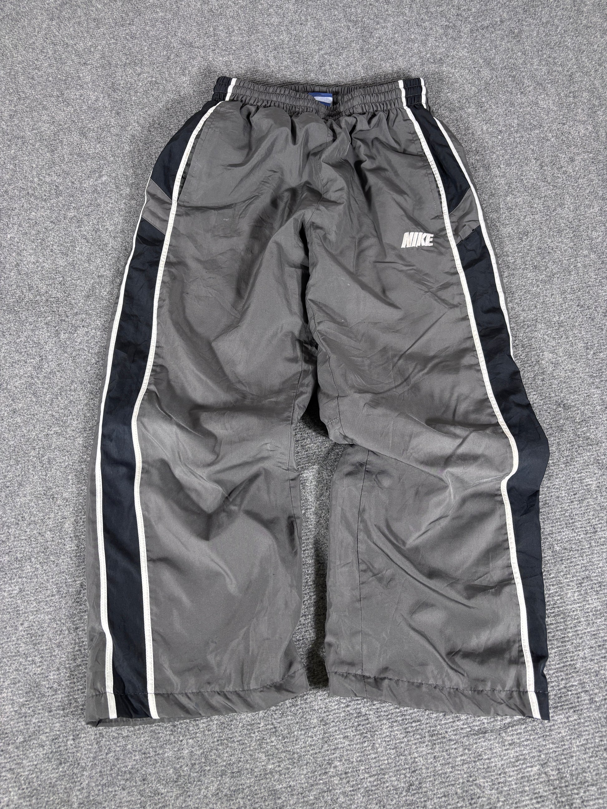 Vintage Nike 3/4 Track Pants Size XS Grey Black Spell Out Side Detail Windbreakers