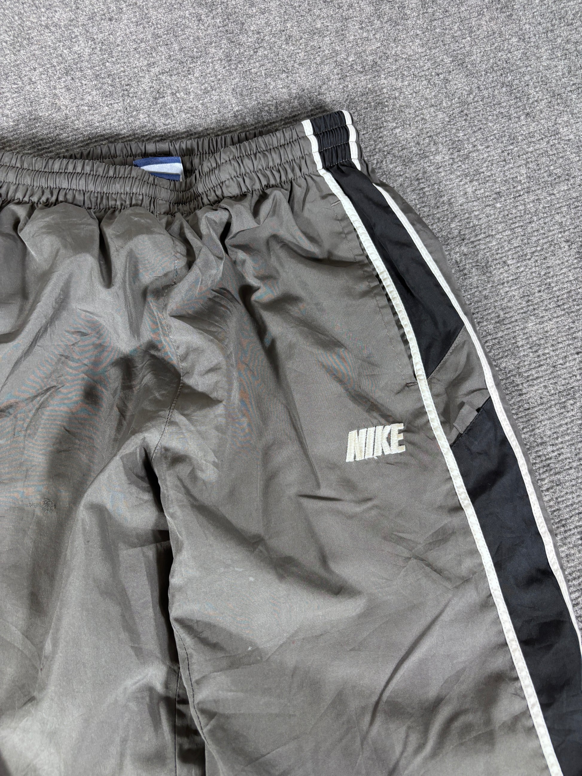 Vintage Nike 3/4 Track Pants Size XS Grey Black Spell Out Side Detail Windbreakers