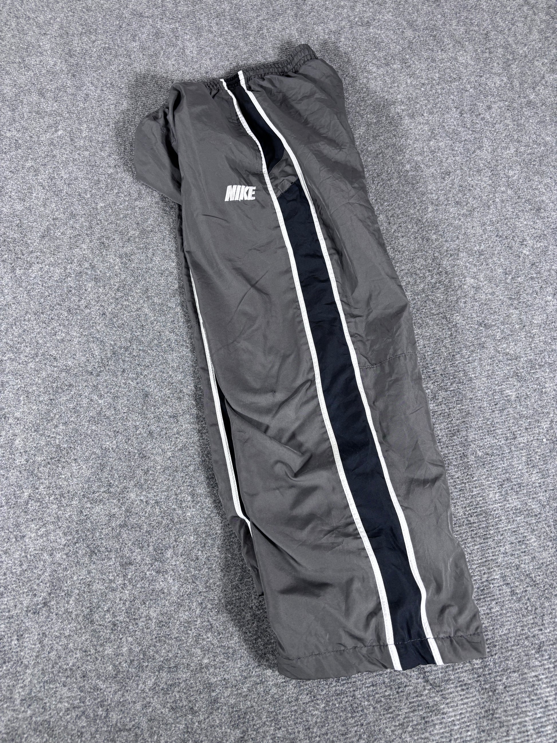 Vintage Nike 3/4 Track Pants Size XS Grey Black Spell Out Side Detail Windbreakers