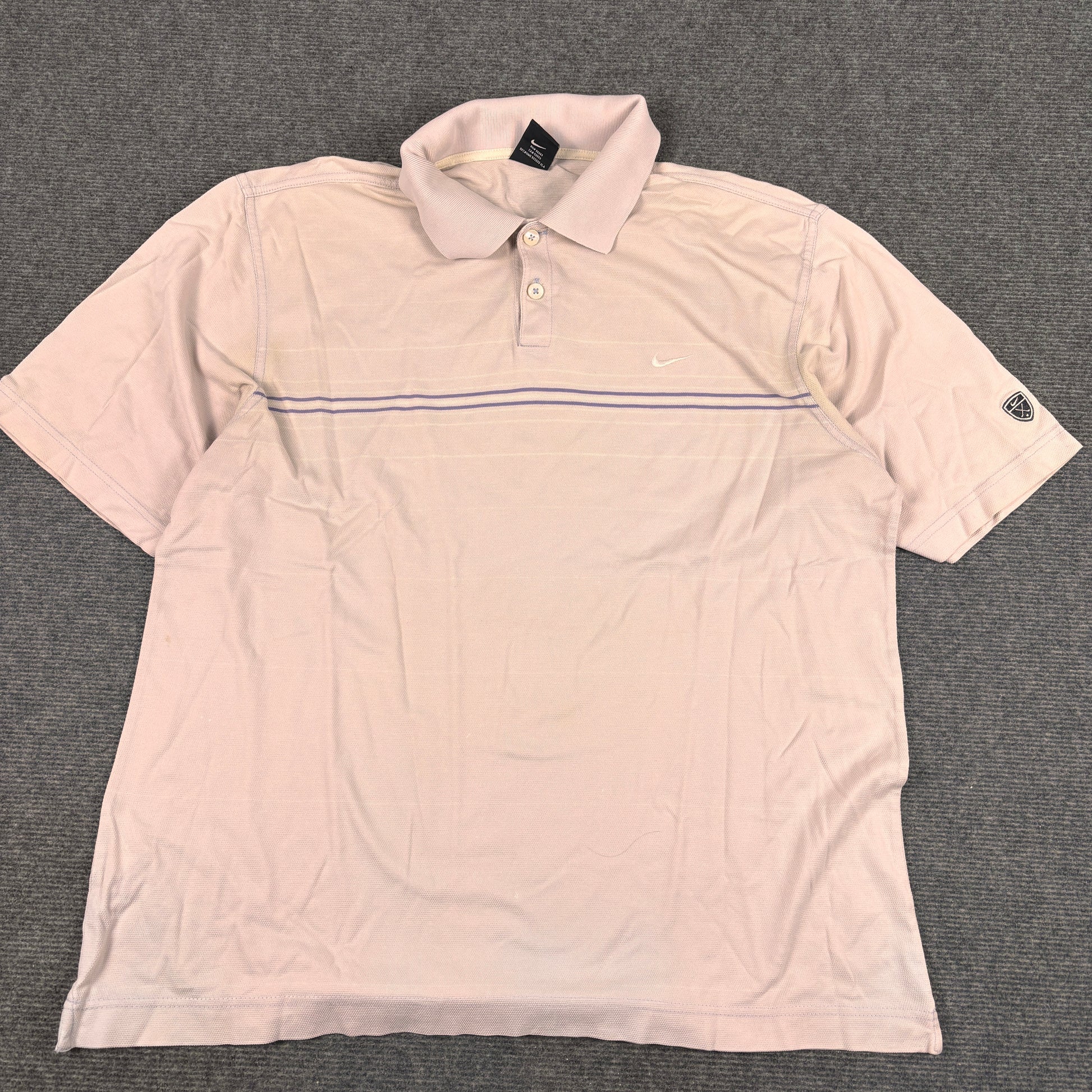 Vintage Y2K Nike Golf Polo Men's L Pink Grey Purple Stripe Swoosh T-shirt Collared