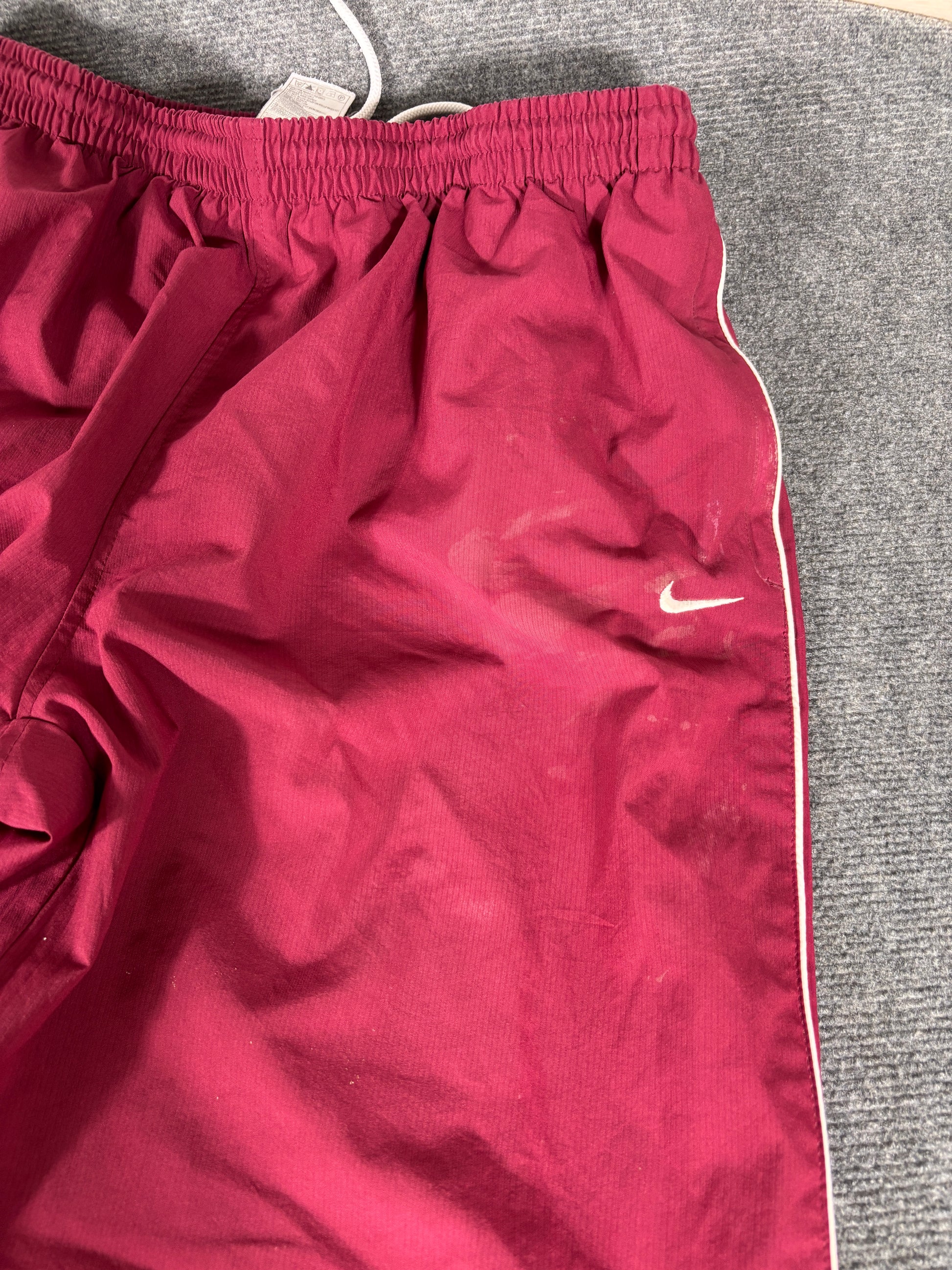 Vintage 90s Nike Track Pants Size XL Red White Piping Wide Leg Windbreakers