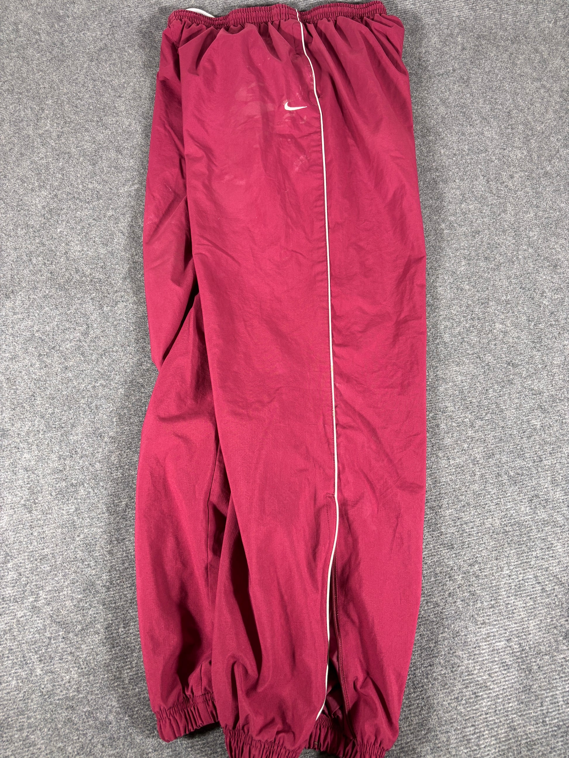 Vintage 90s Nike Track Pants Size XL Red White Piping Wide Leg Windbreakers