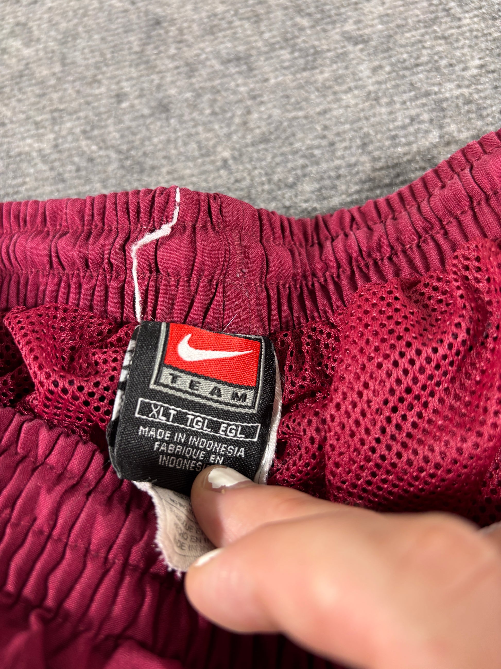 Vintage 90s Nike Track Pants Size XL Red White Piping Wide Leg Windbreakers