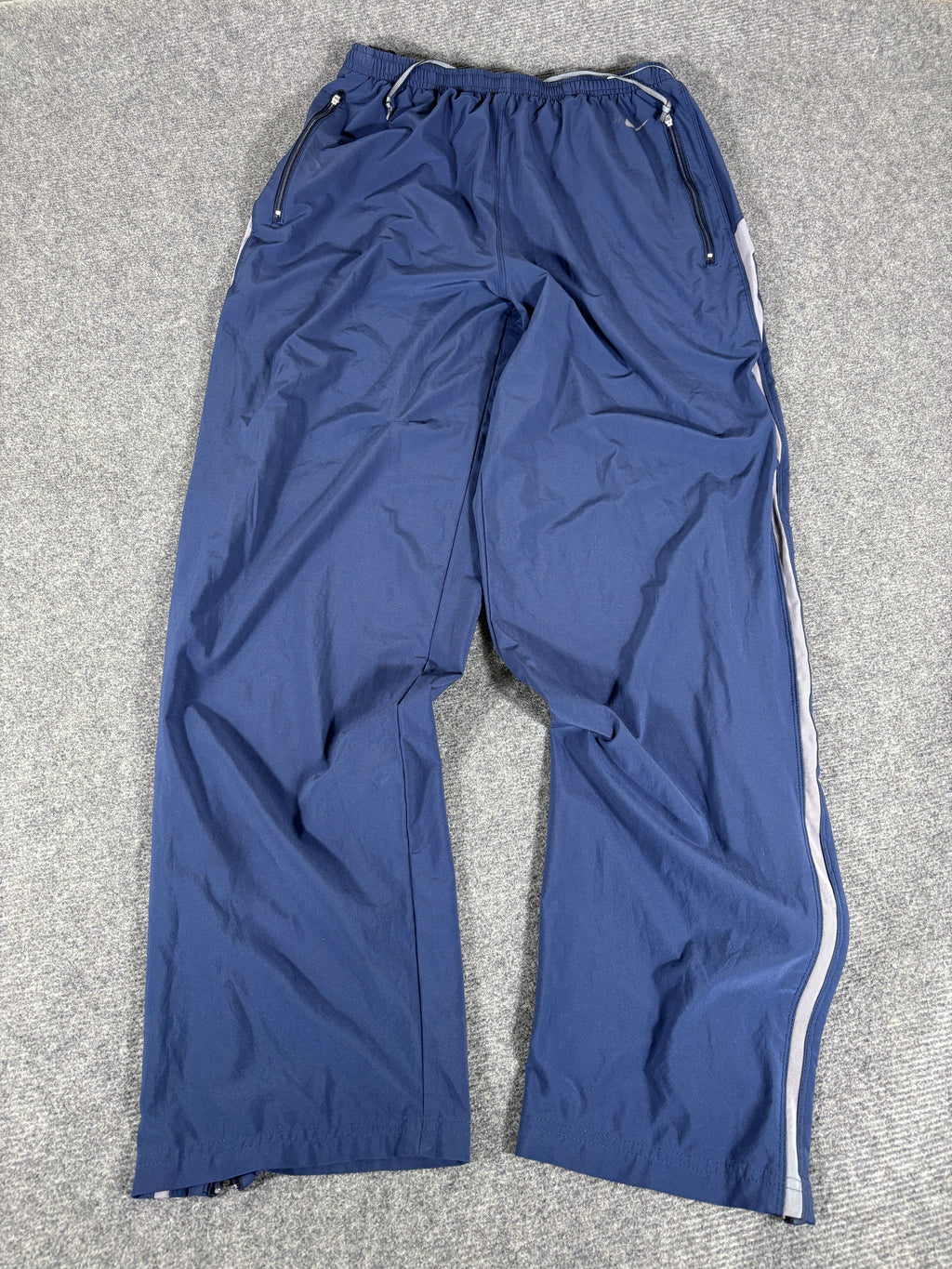 Vintage Y2K Nike Track Pants Size L Navy Blue Grey Nike Fit Wide Straight Ankle Zip