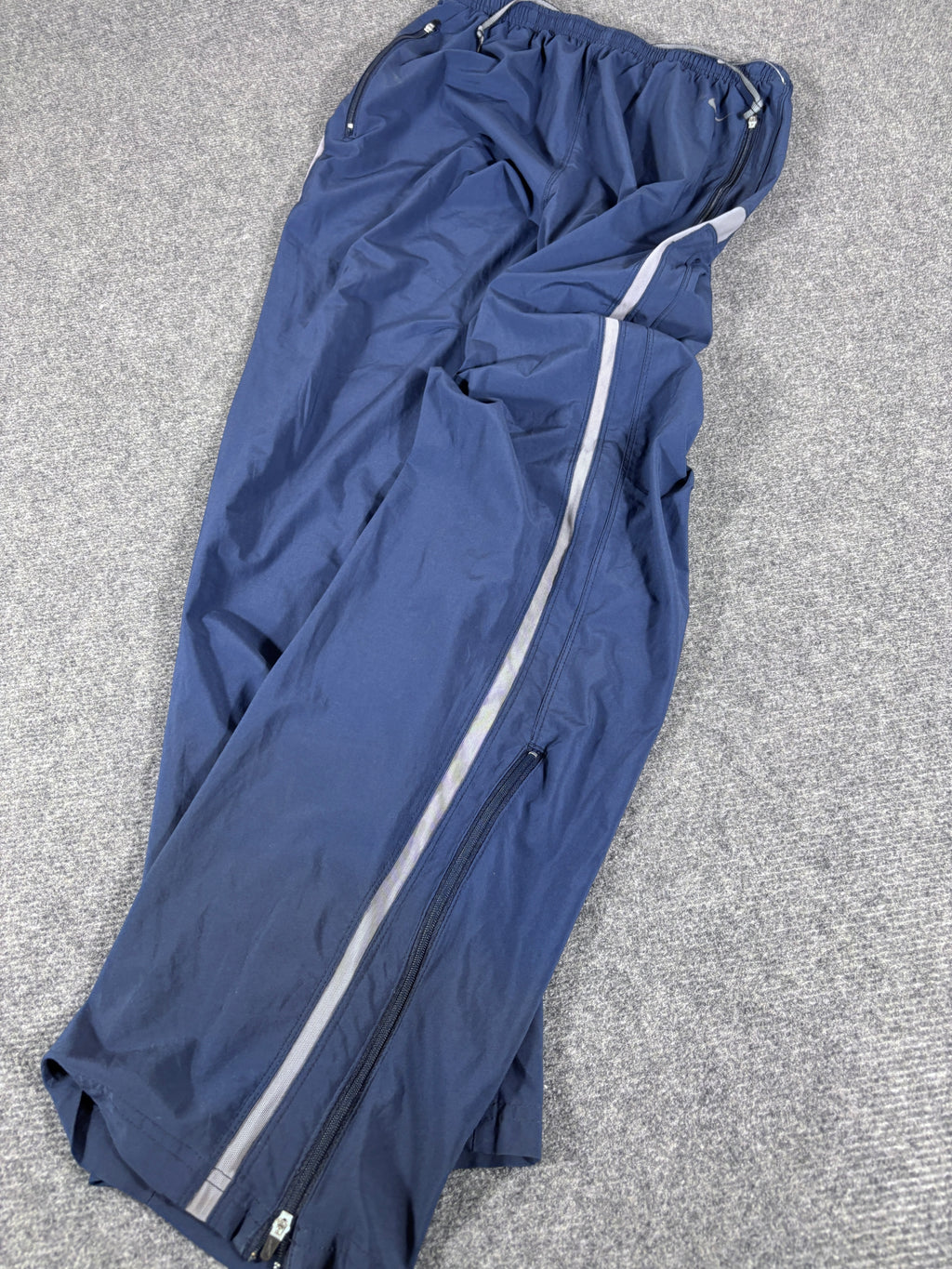 Vintage Y2K Nike Track Pants Size L Navy Blue Grey Nike Fit Wide Straight Ankle Zip