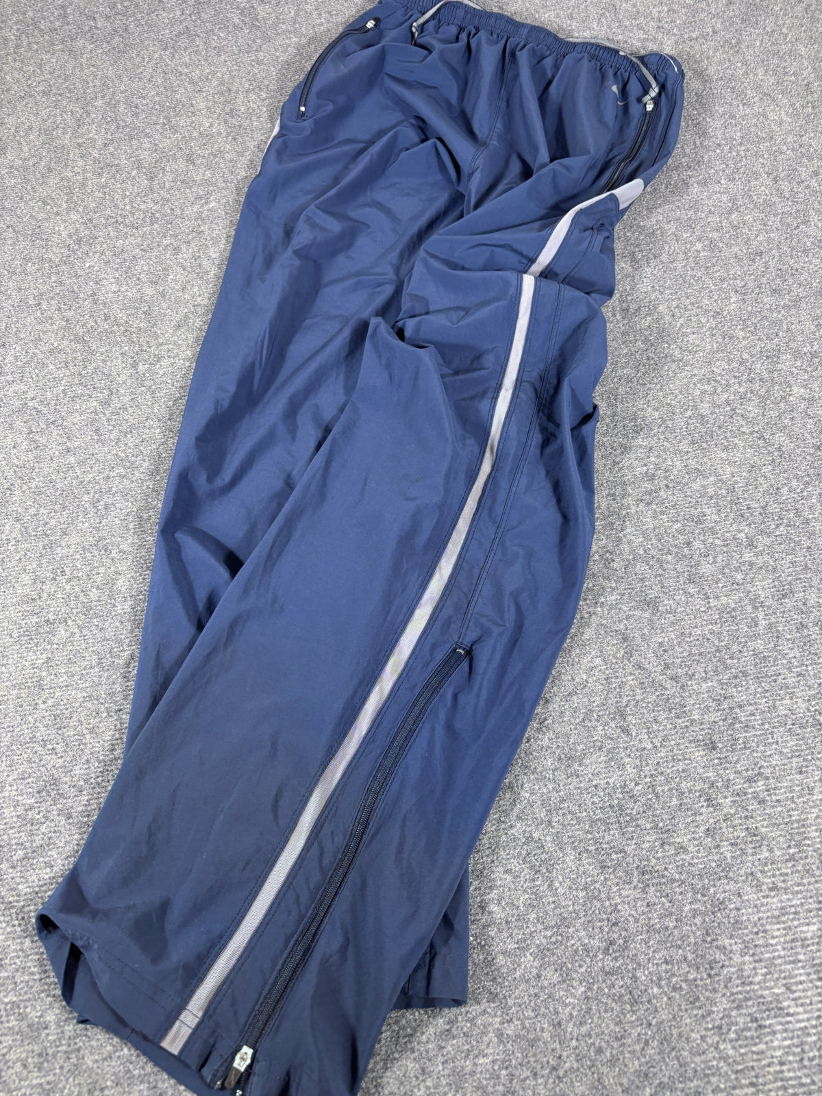 Vintage Y2K Nike Track Pants Size L Navy Blue Grey Nike Fit Wide Straight Ankle Zip