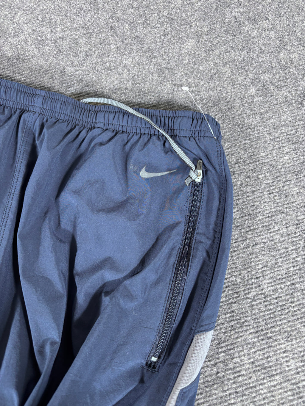 Vintage Y2K Nike Track Pants Size L Navy Blue Grey Nike Fit Wide Straight Ankle Zip