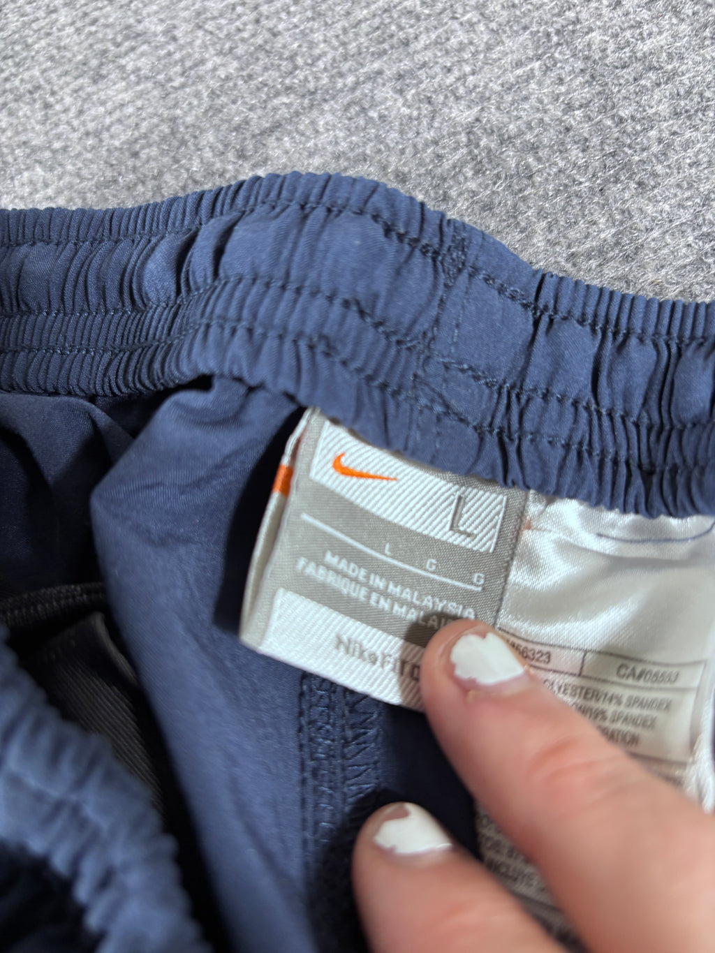 Vintage Y2K Nike Track Pants Size L Navy Blue Grey Nike Fit Wide Straight Ankle Zip