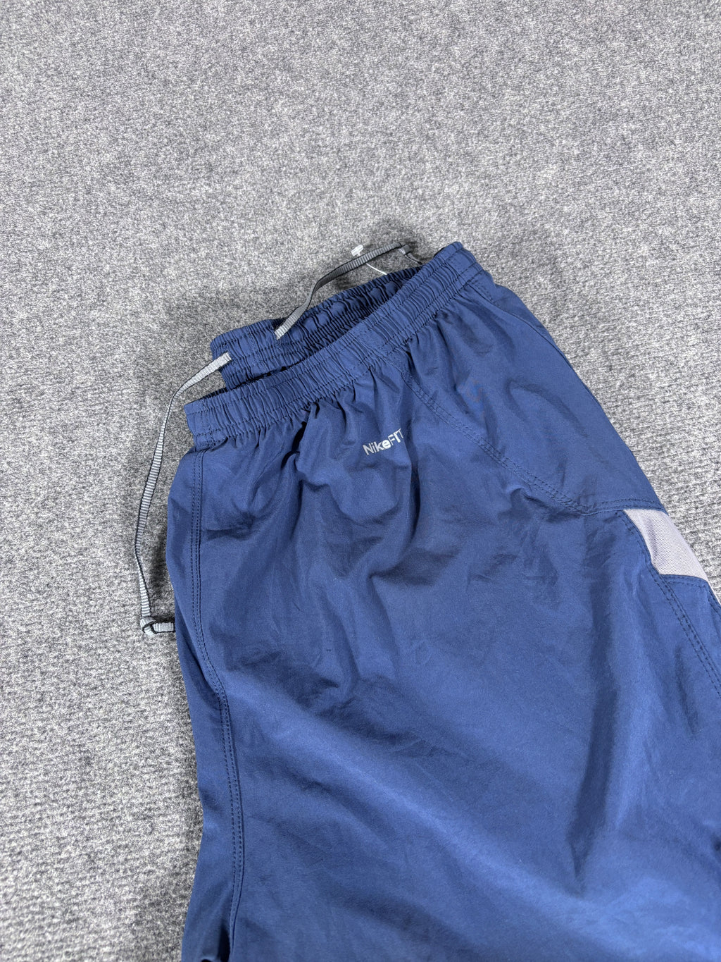 Vintage Y2K Nike Track Pants Size L Navy Blue Grey Nike Fit Wide Straight Ankle Zip