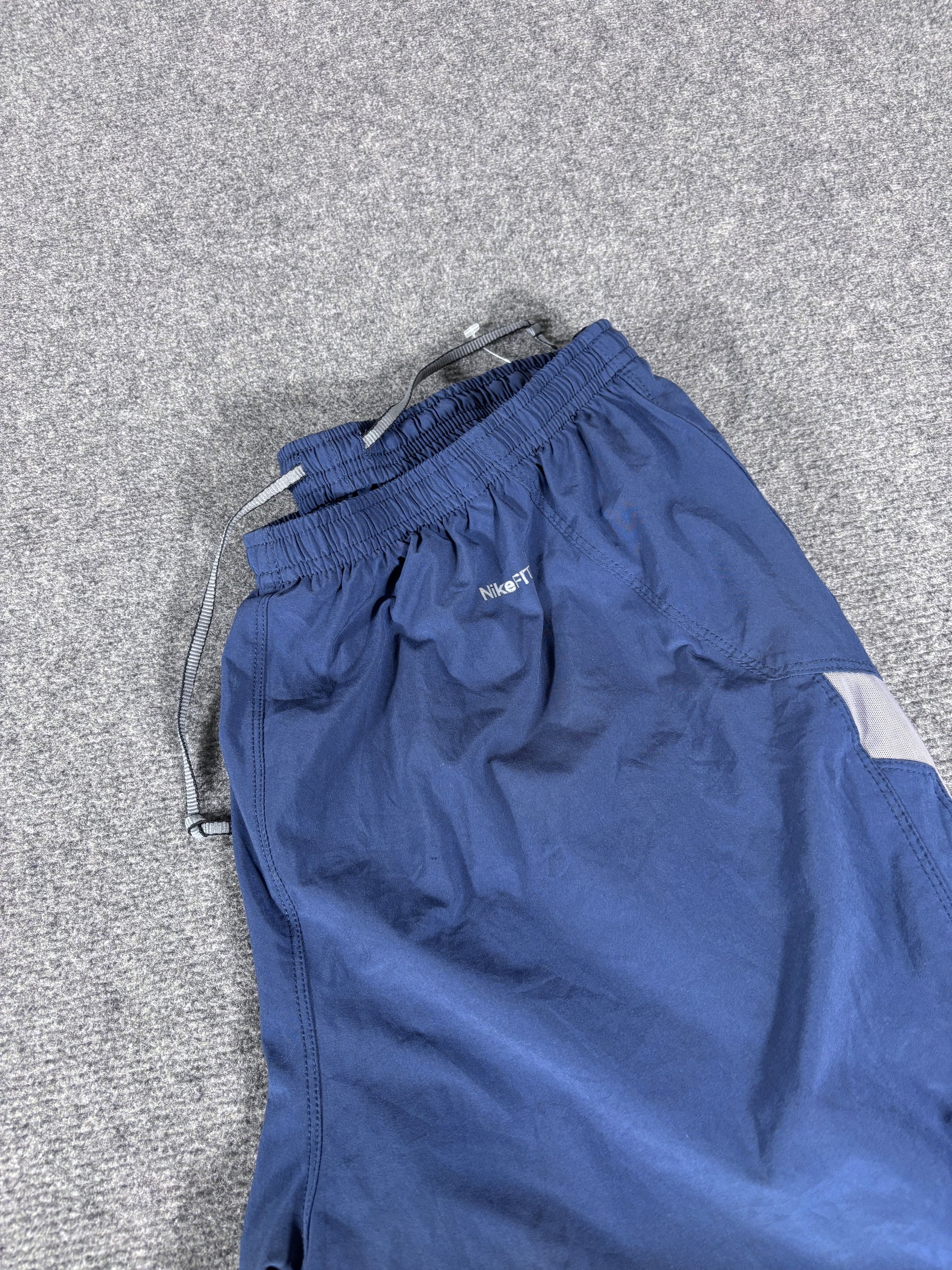 Vintage Y2K Nike Track Pants Size L Navy Blue Grey Nike Fit Wide Straight Ankle Zip
