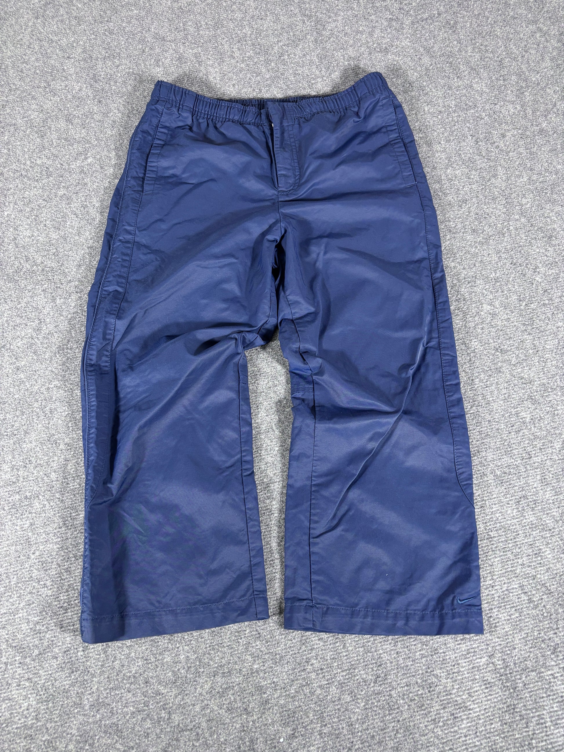 Vintage Y2K Nike 3/4 Track Pants Women's Size S Double Blue Nylon Windbreakers