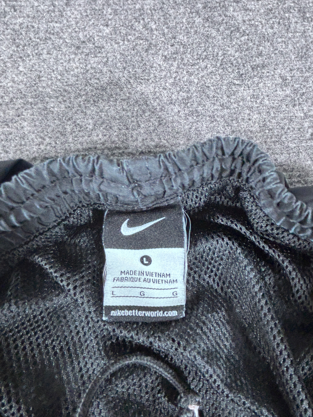 Vintage Y2K Nike Track Pants Size L Black White Swoosh Wide Leg Classic Windbreakers