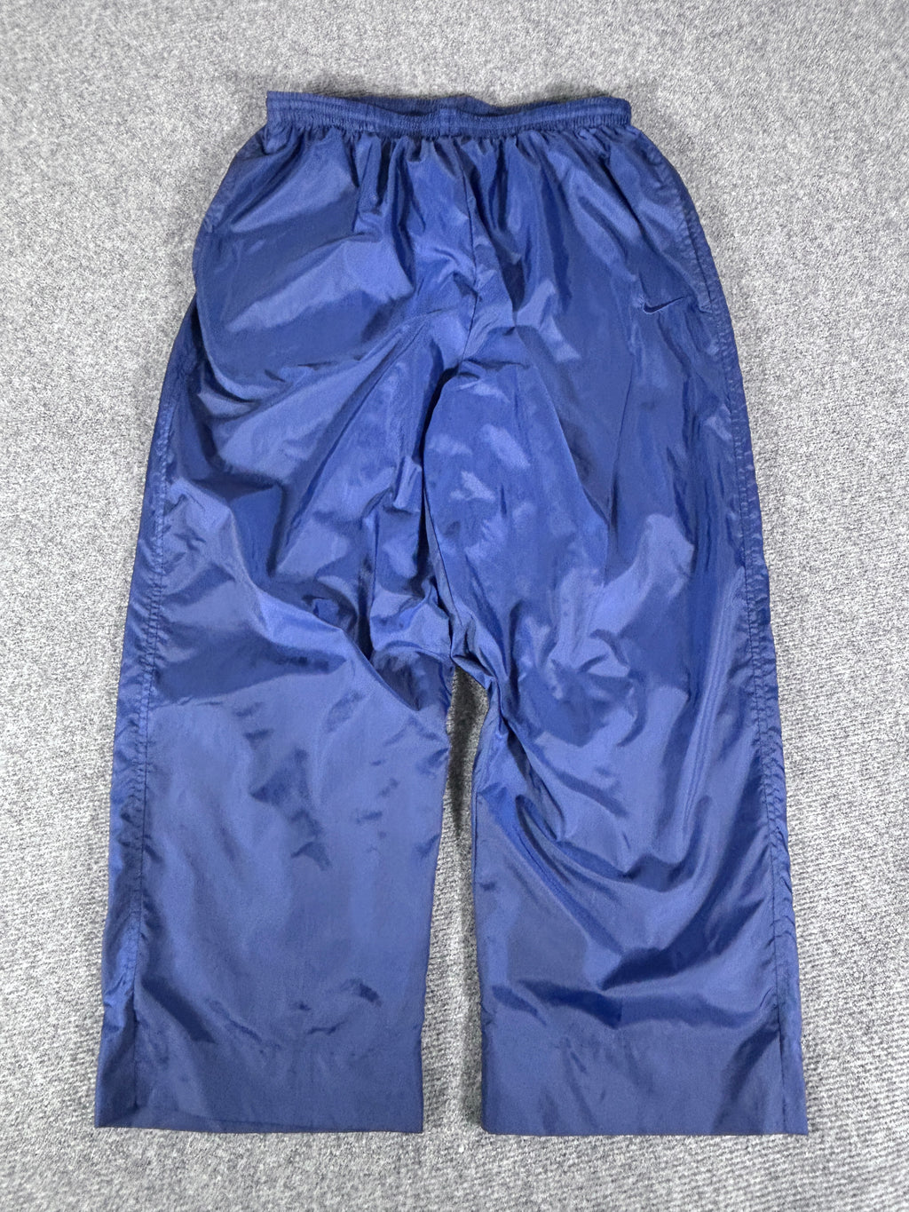 Vintage 90s Nike Track Pants Women's Size L Blue Double-Tone 3/4 Capri Nylon Windbreaker