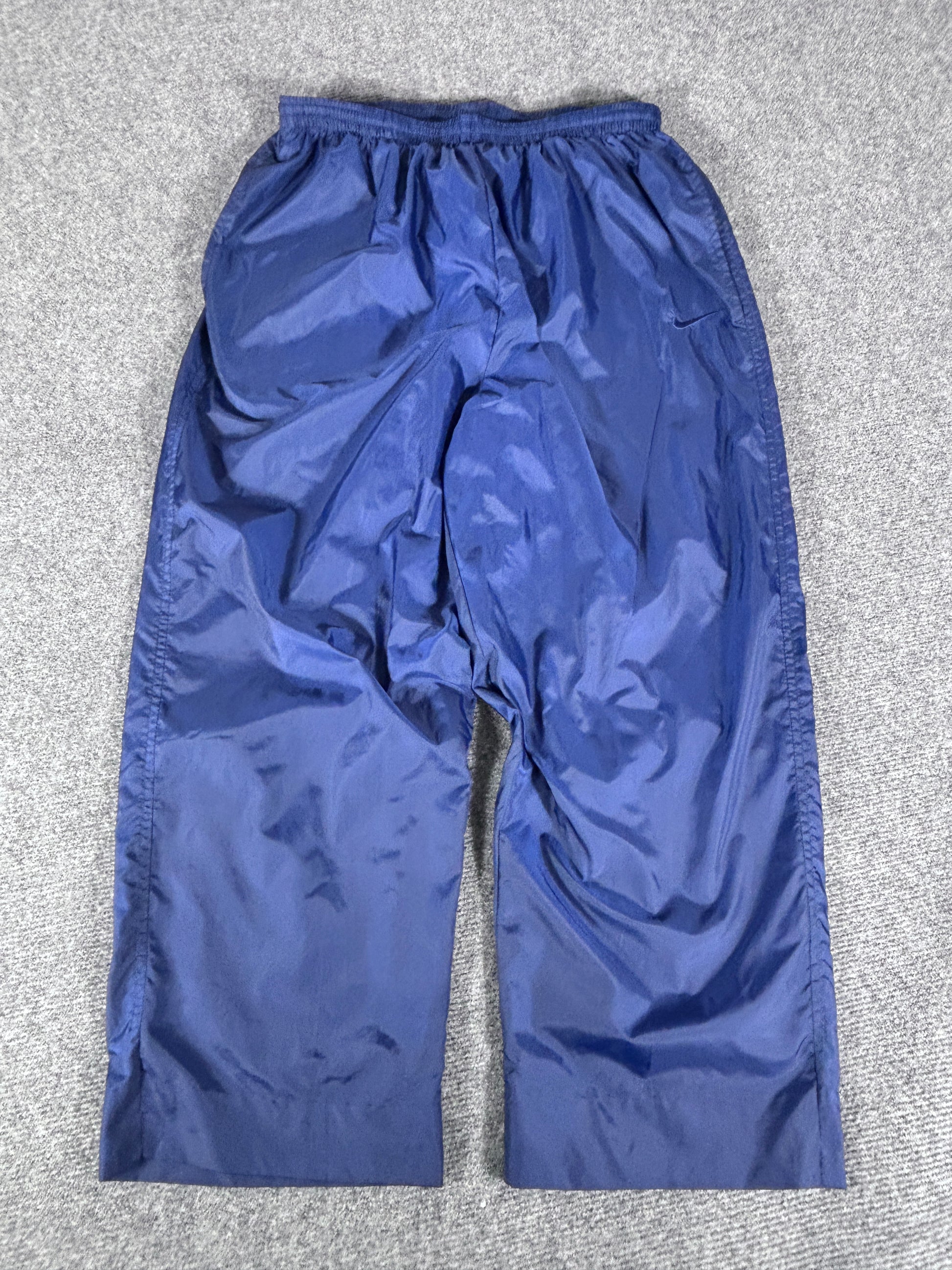 Vintage 90s Nike Track Pants Women's Size L Blue Double-Tone 3/4 Capri Nylon Windbreaker