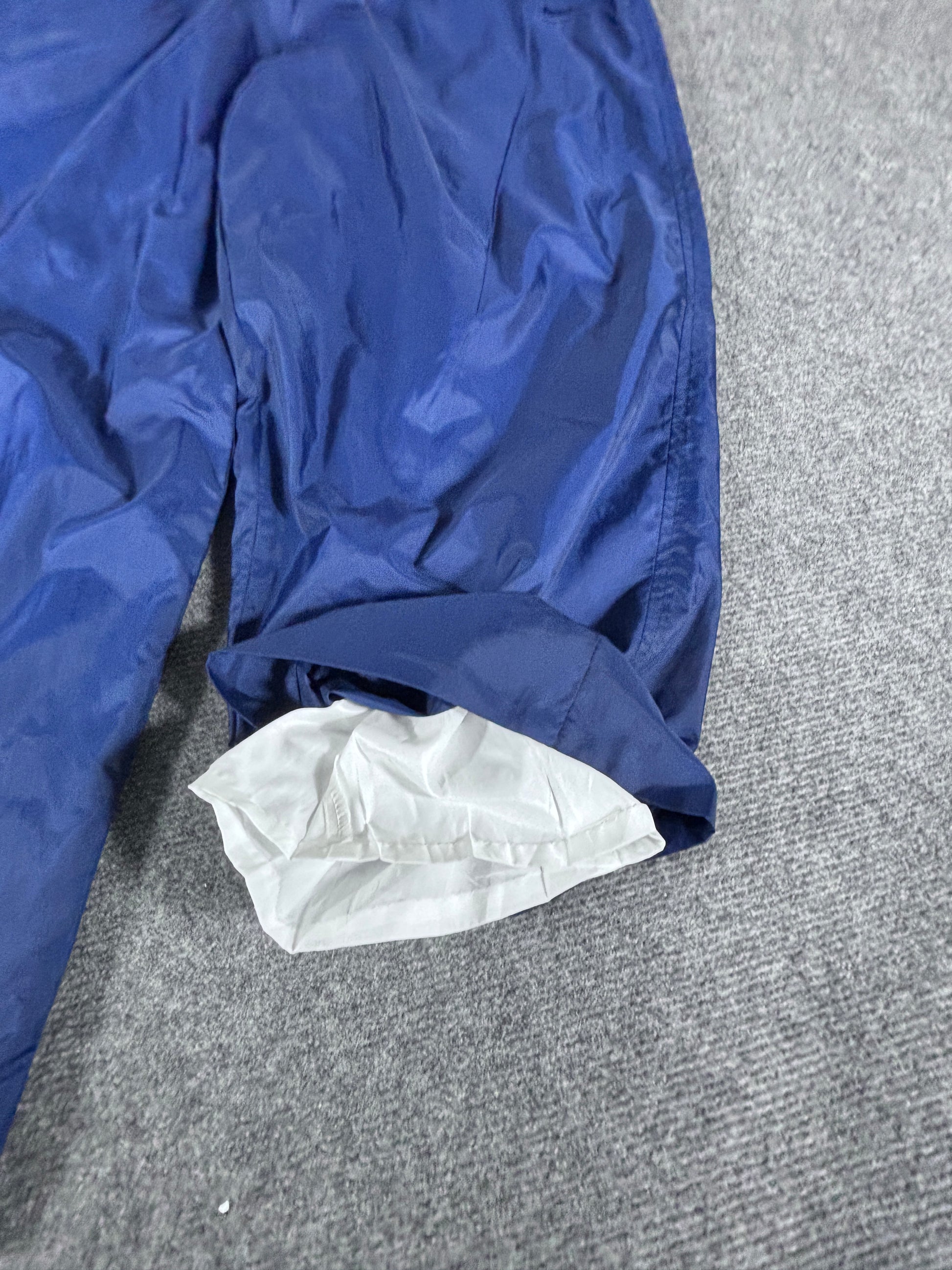 Vintage 90s Nike Track Pants Women's Size L Blue Double-Tone 3/4 Capri Nylon Windbreaker