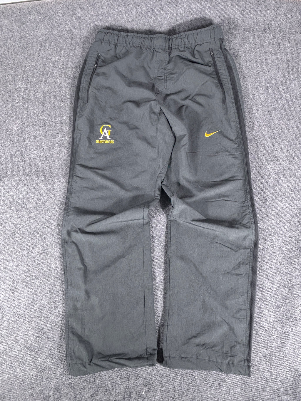 Vintage Late Y2K / 10s Nike Track Pants Size XL Grey Yellow Detail Wide Leg