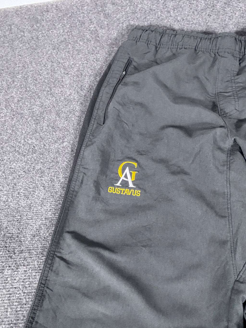 Vintage Late Y2K / 10s Nike Track Pants Size XL Grey Yellow Detail Wide Leg
