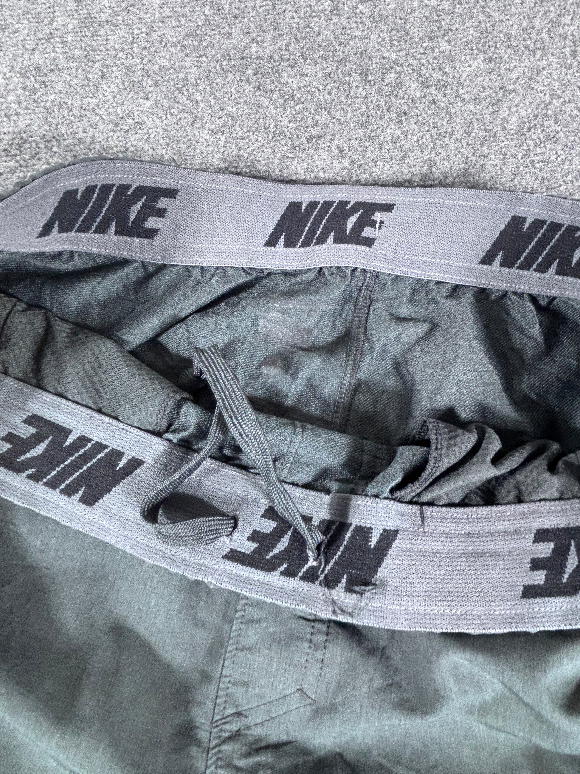 Vintage Late Y2K / 10s Nike Track Pants Size XL Grey Yellow Detail Wide Leg