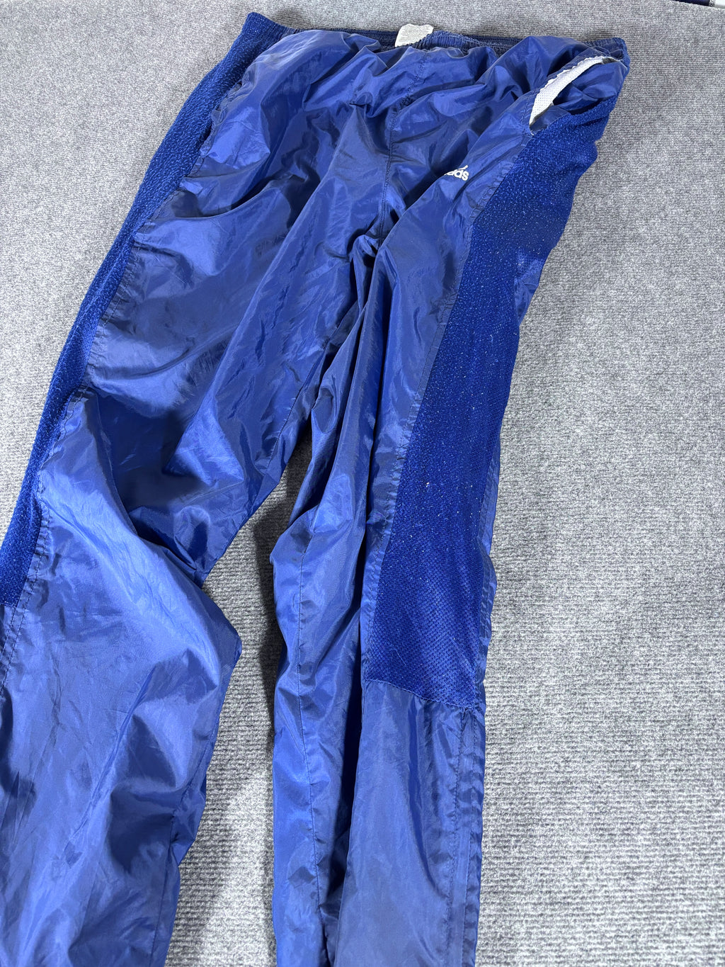 Vintage 90s Adidas Track Pants Men’s XL Navy Nylon Hip Logo Mesh Side Panels
