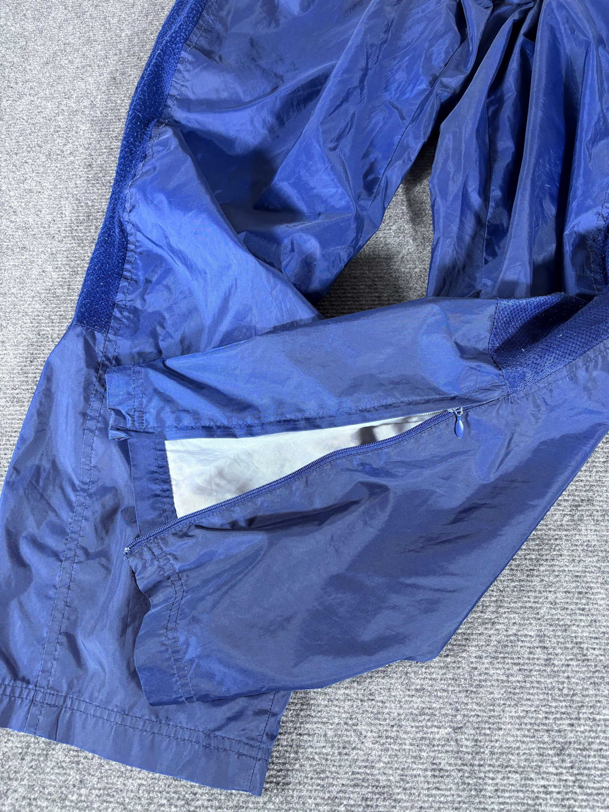 Vintage 90s Adidas Track Pants Men’s XL Navy Nylon Hip Logo Mesh Side Panels