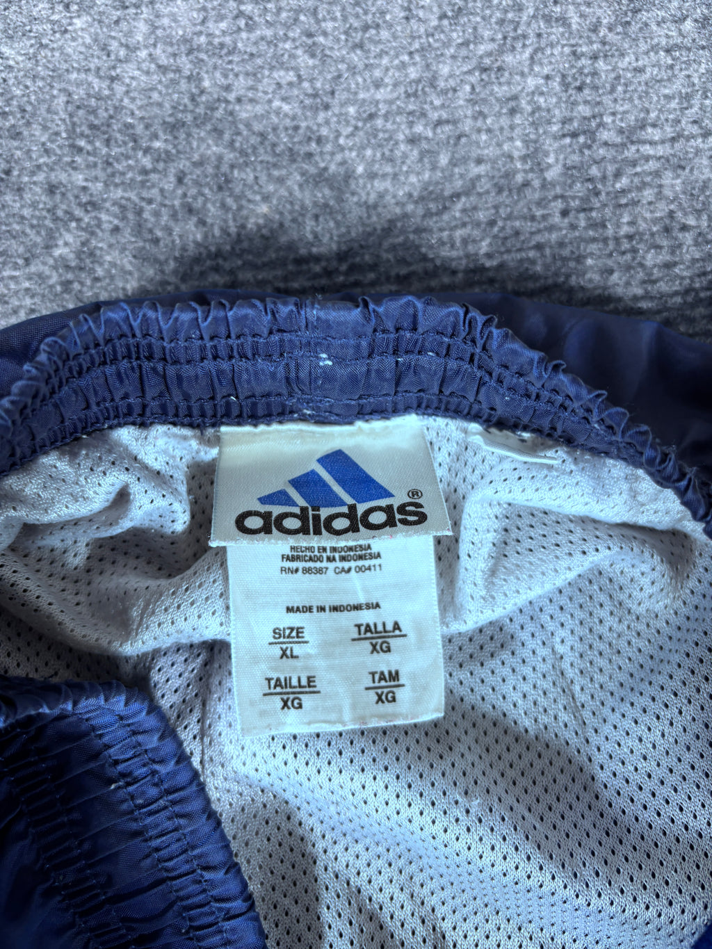 Vintage 90s Adidas Track Pants Men’s XL Navy Nylon Hip Logo Mesh Side Panels