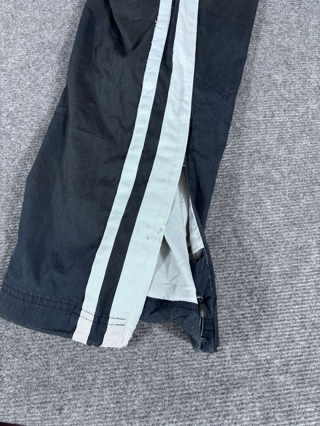 Vintage Y2K Nike Track Pants Size S Black White Piping Baggy Wide Leg Ankle Zip