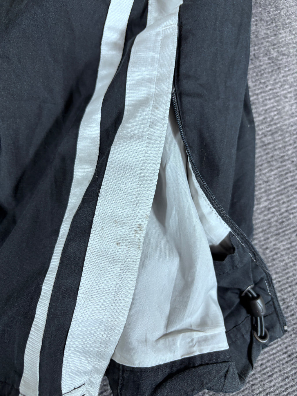 Vintage Y2K Nike Track Pants Size S Black White Piping Baggy Wide Leg Ankle Zip