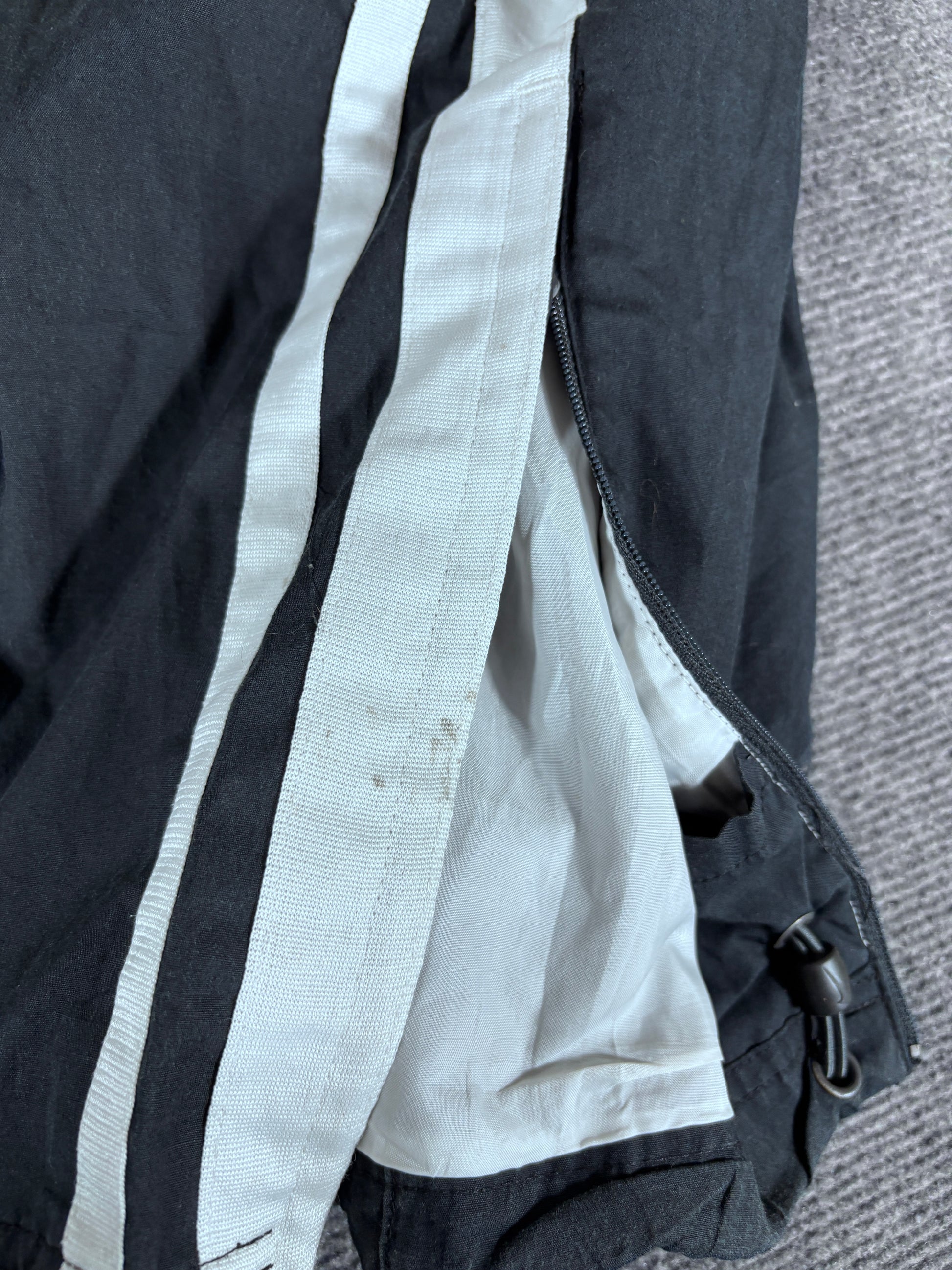 Vintage Y2K Nike Track Pants Size S Black White Piping Baggy Wide Leg Ankle Zip